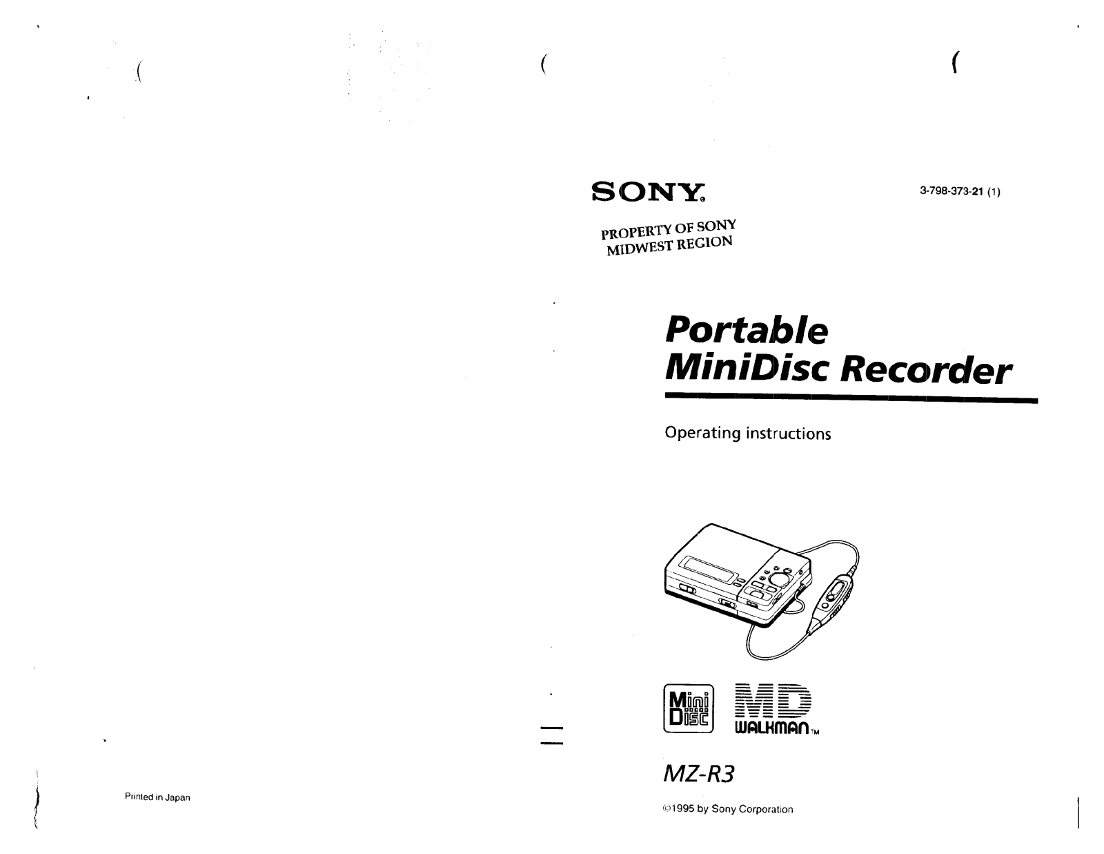 Sony MZ-R3 User Manual