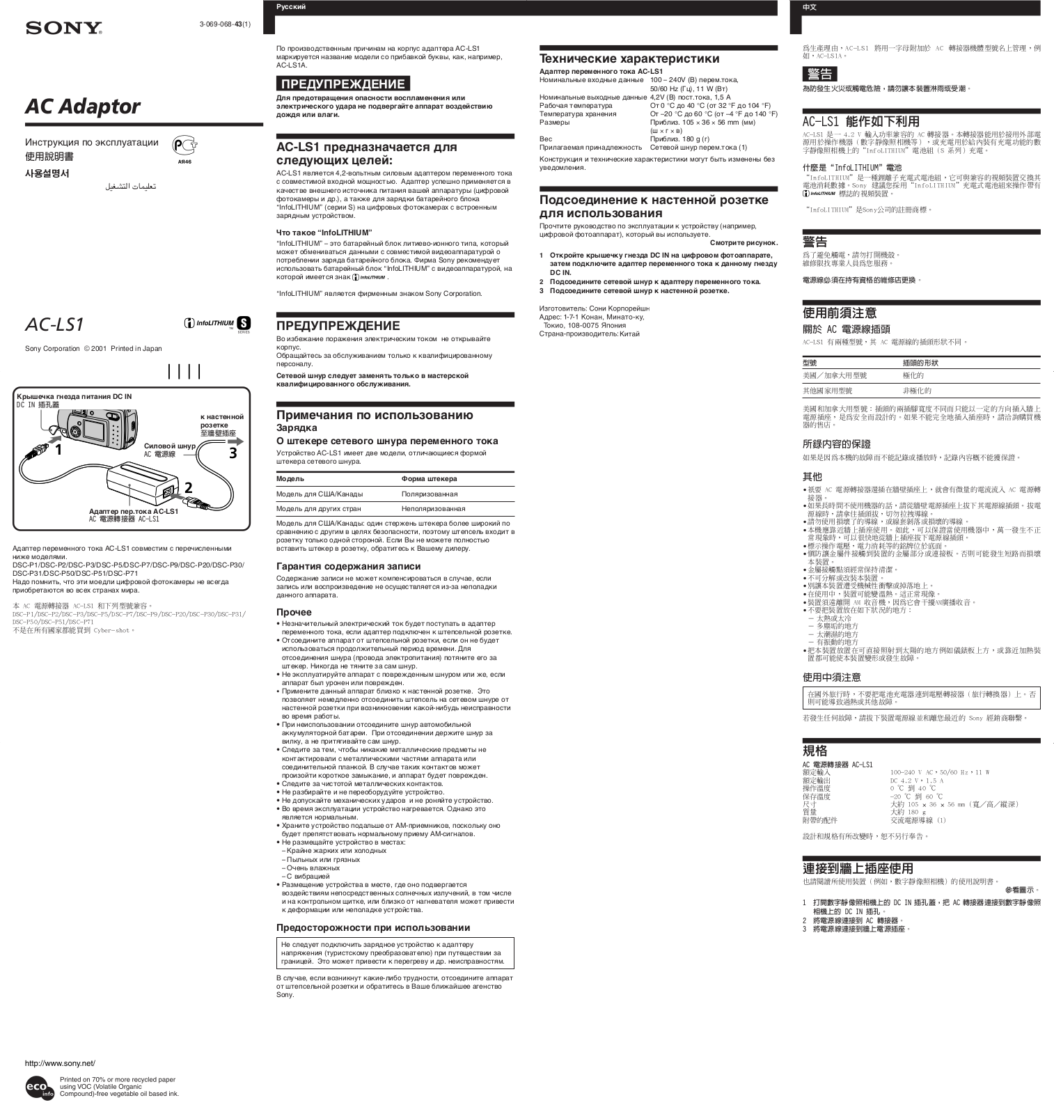 Sony AC-LS1 User Manual