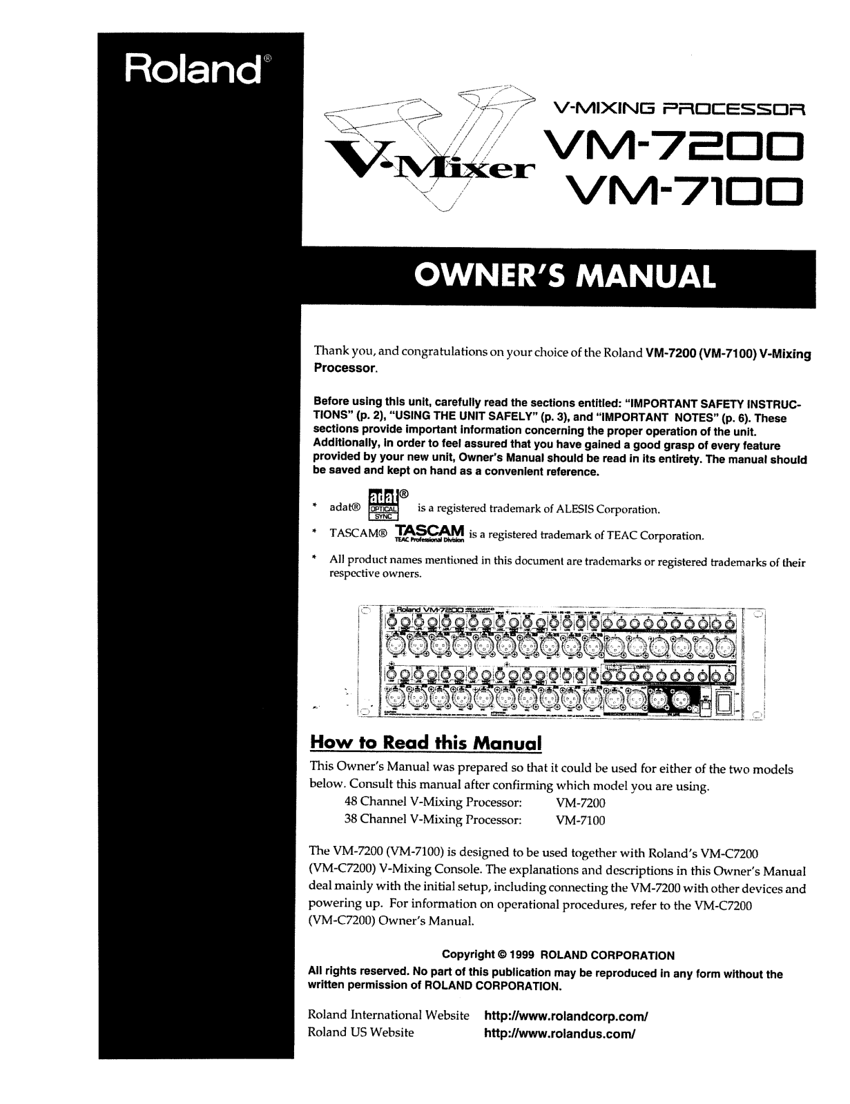 Roland Corporation VM-7100, VM-7200 Owner's Manual