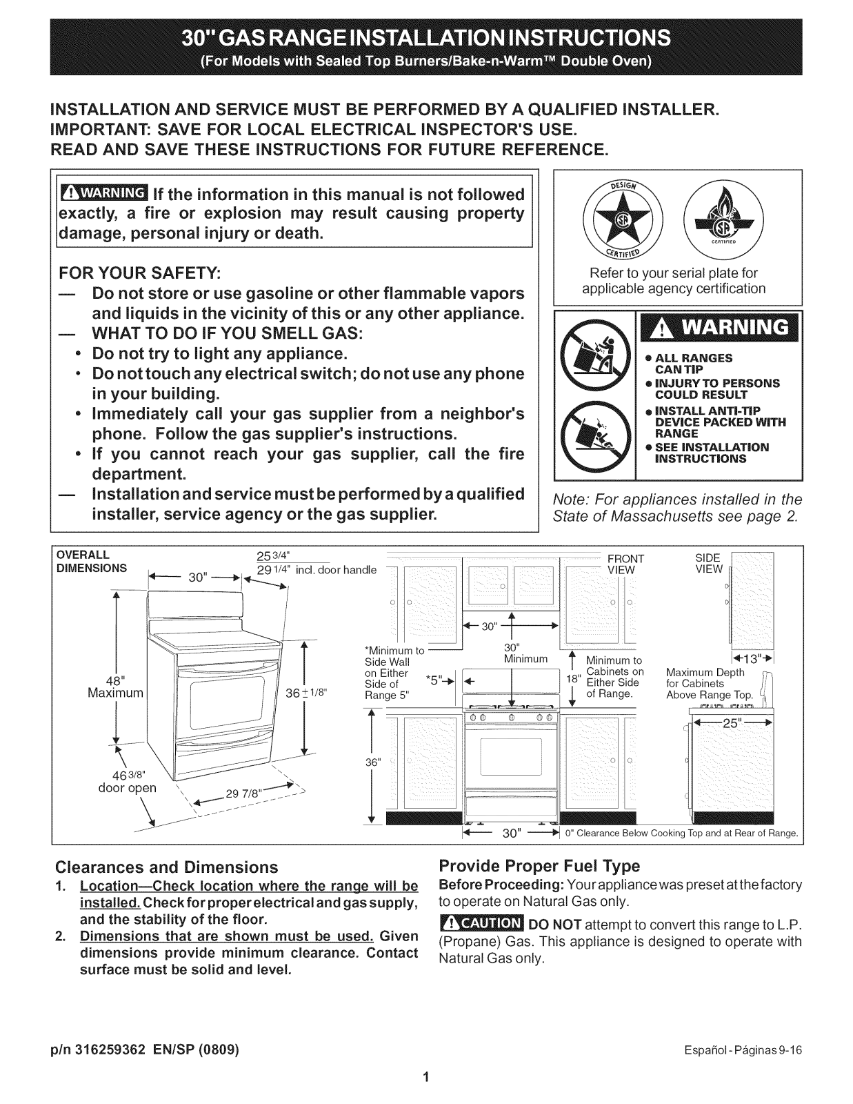 Frigidaire FGFLMC55GCG, FGFLMC55GCH, FGFLMC55GCJ, FGFLMC55GCK, FGGF305MKFA Installation Guide - ManualMachine.com
