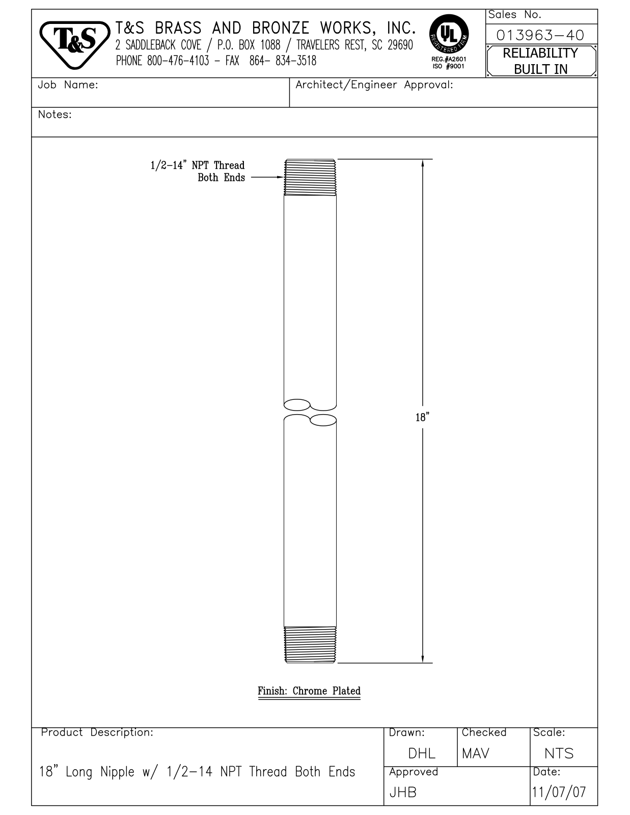 T&S Brass 013963-40 User Manual