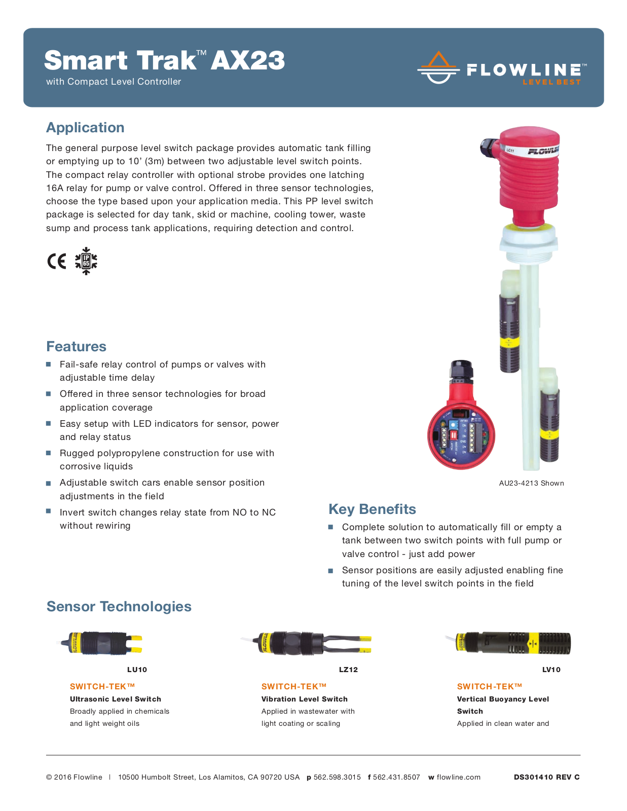 Flowline AZ23, AU23, AV23 Specifications