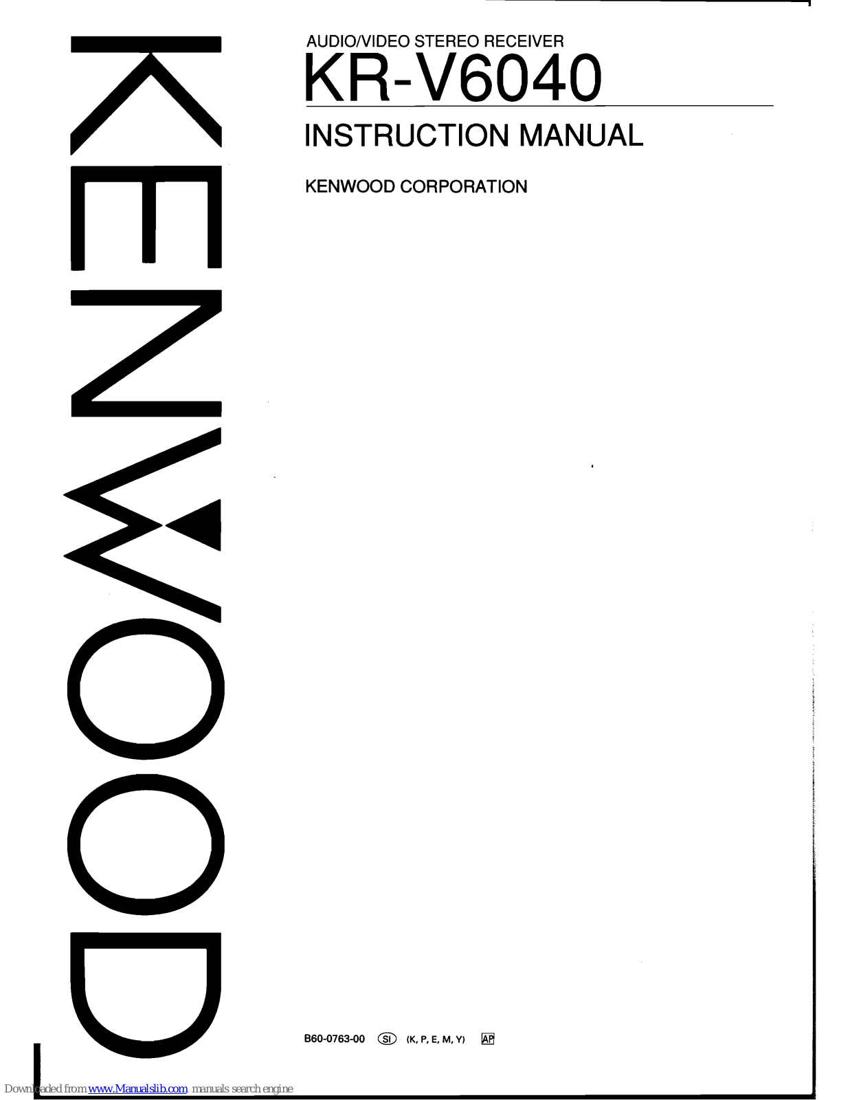 Kenwood KR-V6040 Instruction Manual