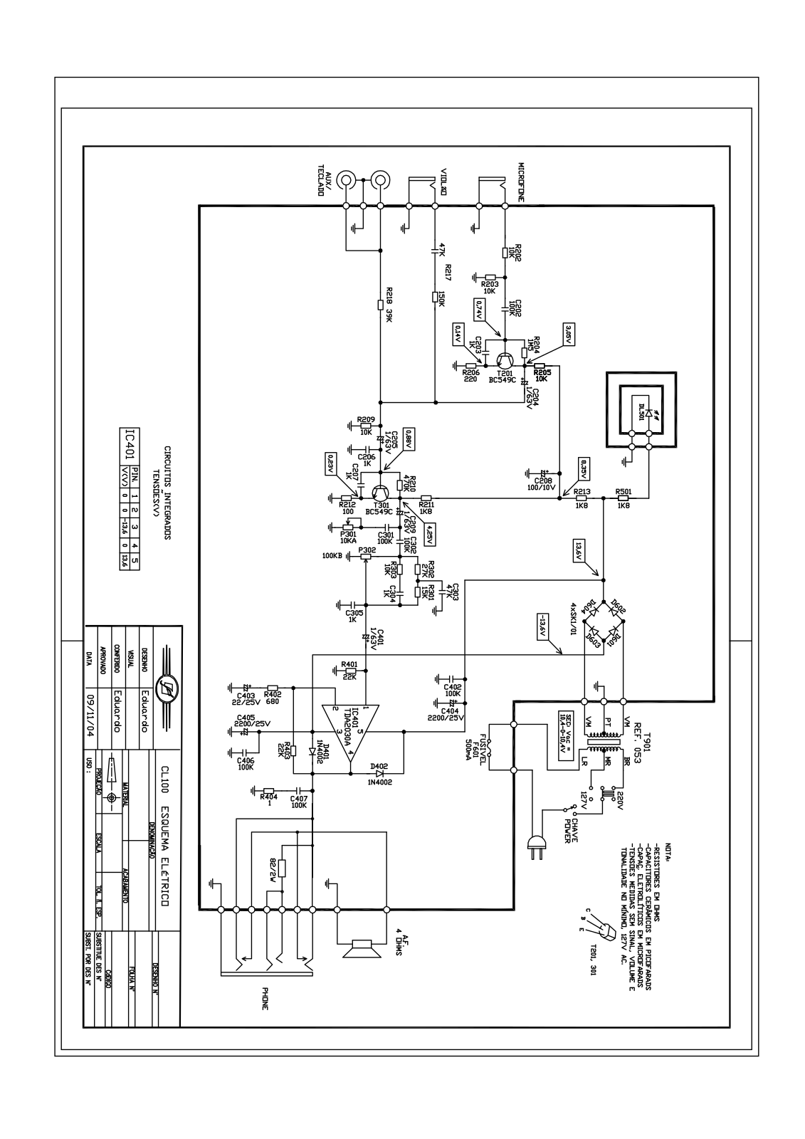 FRAHM CL100 Schematic