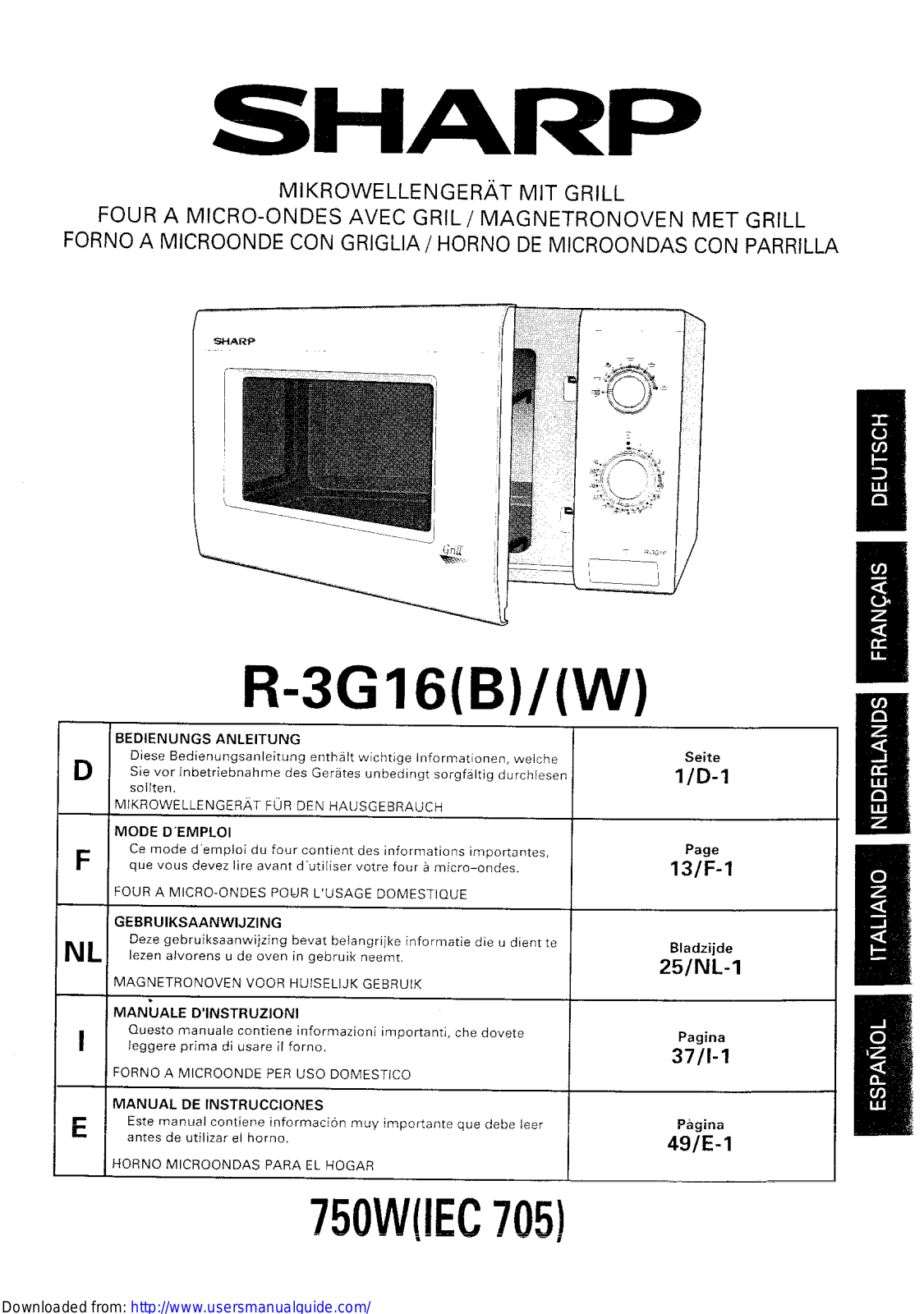 SHARP R-3G16 User Manual