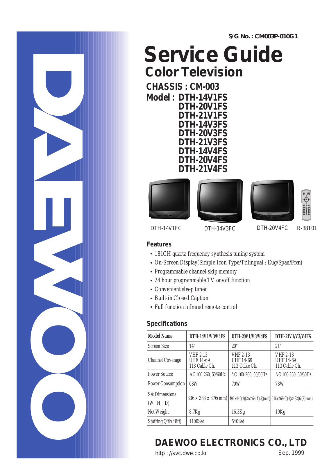 Daewoo CM 003 Service Manual