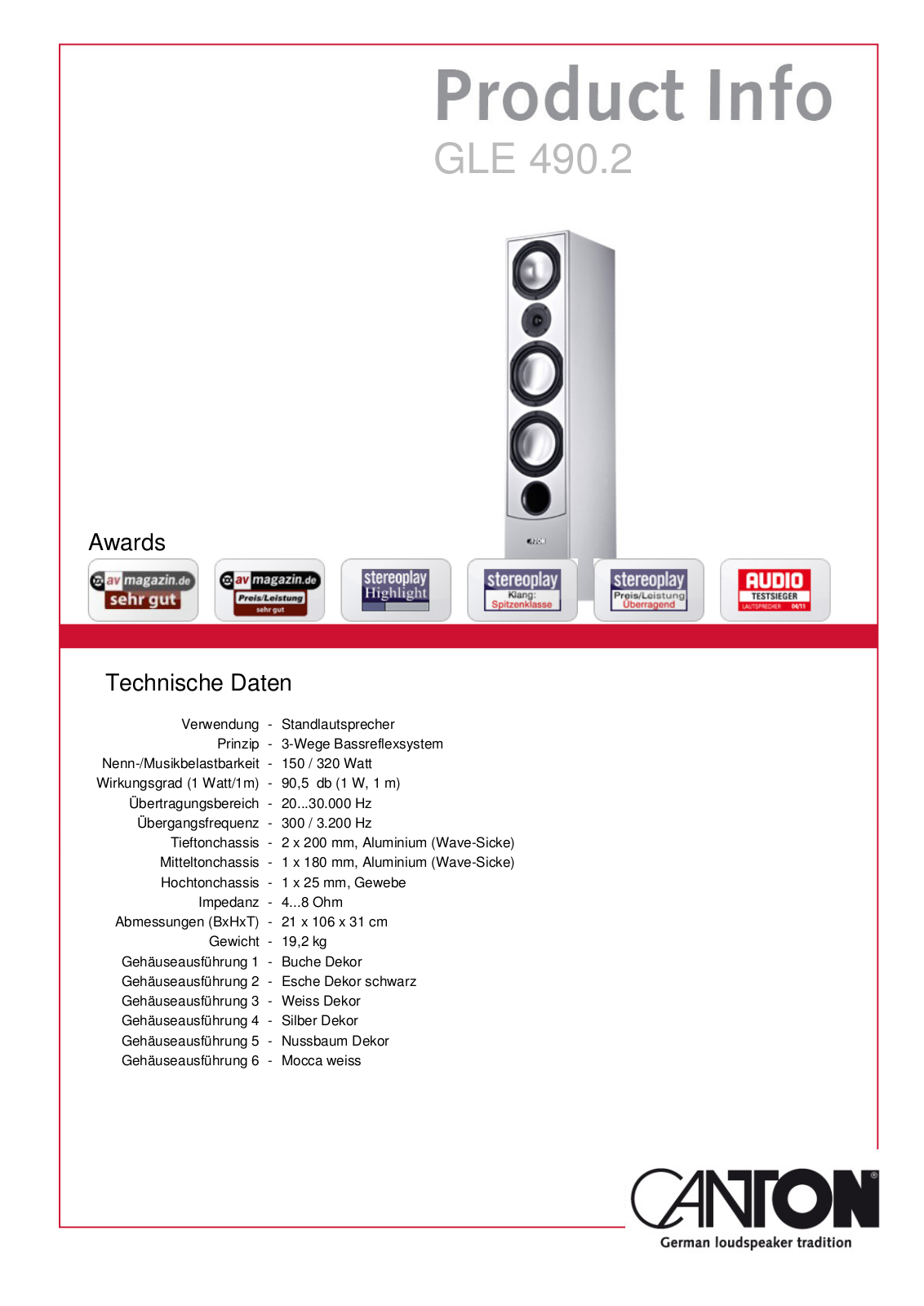 Canton GLE 490.2 Service Manual