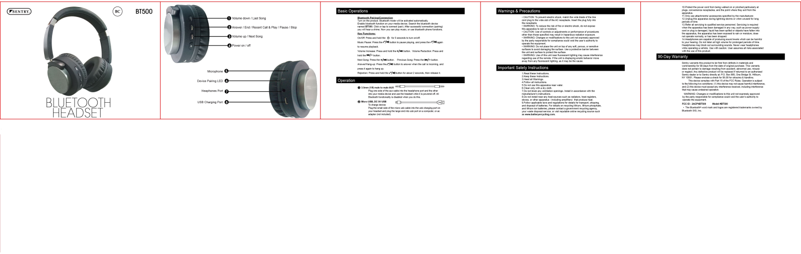 SENTRY BT500 User Manual