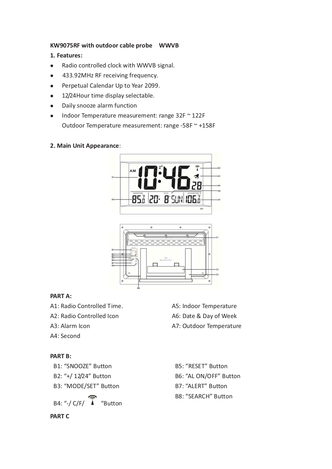 CARRIN ELECTRONICS KW9177T User Manual