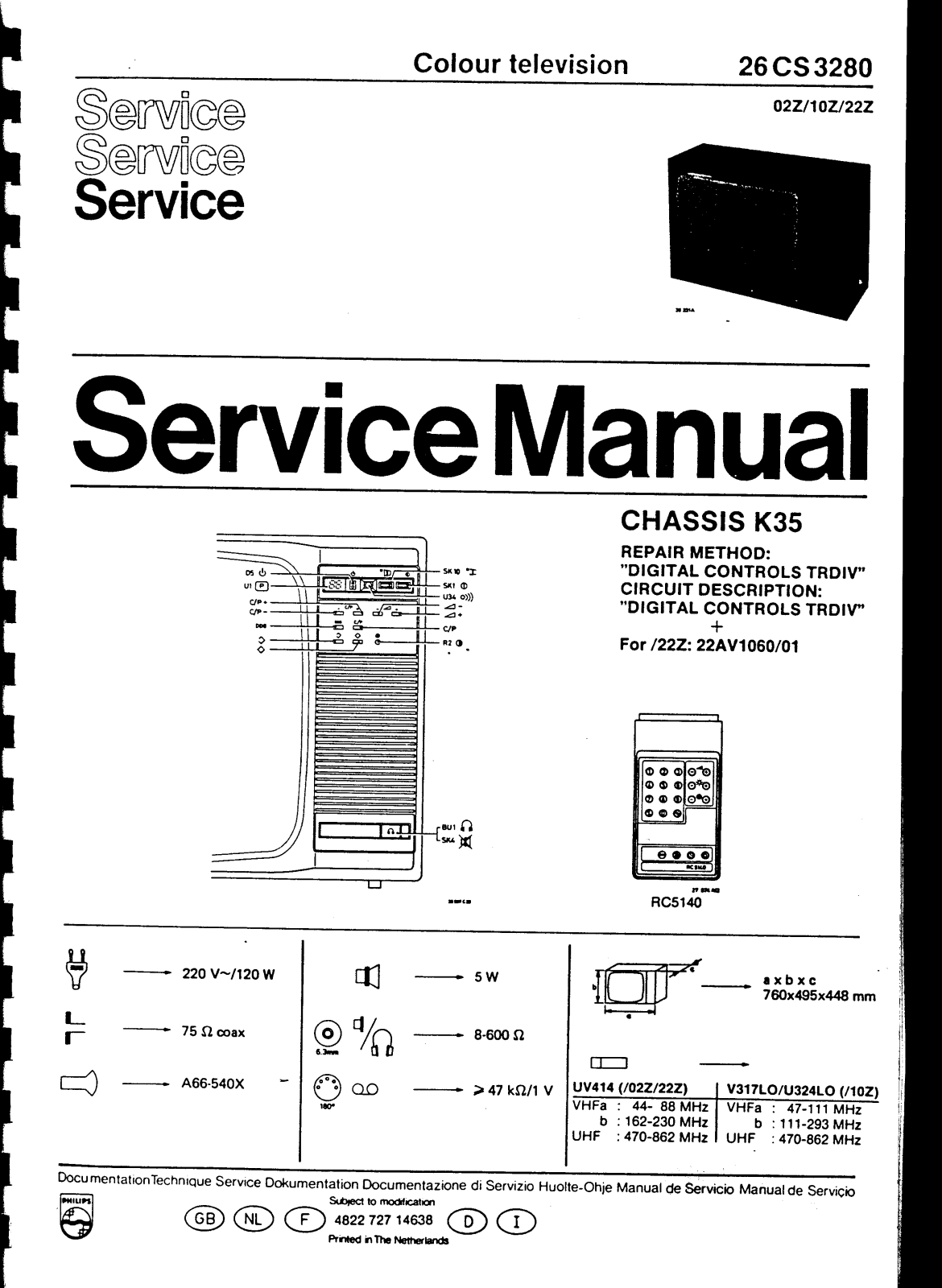 Philips 26CS3280, K35 Service Manual