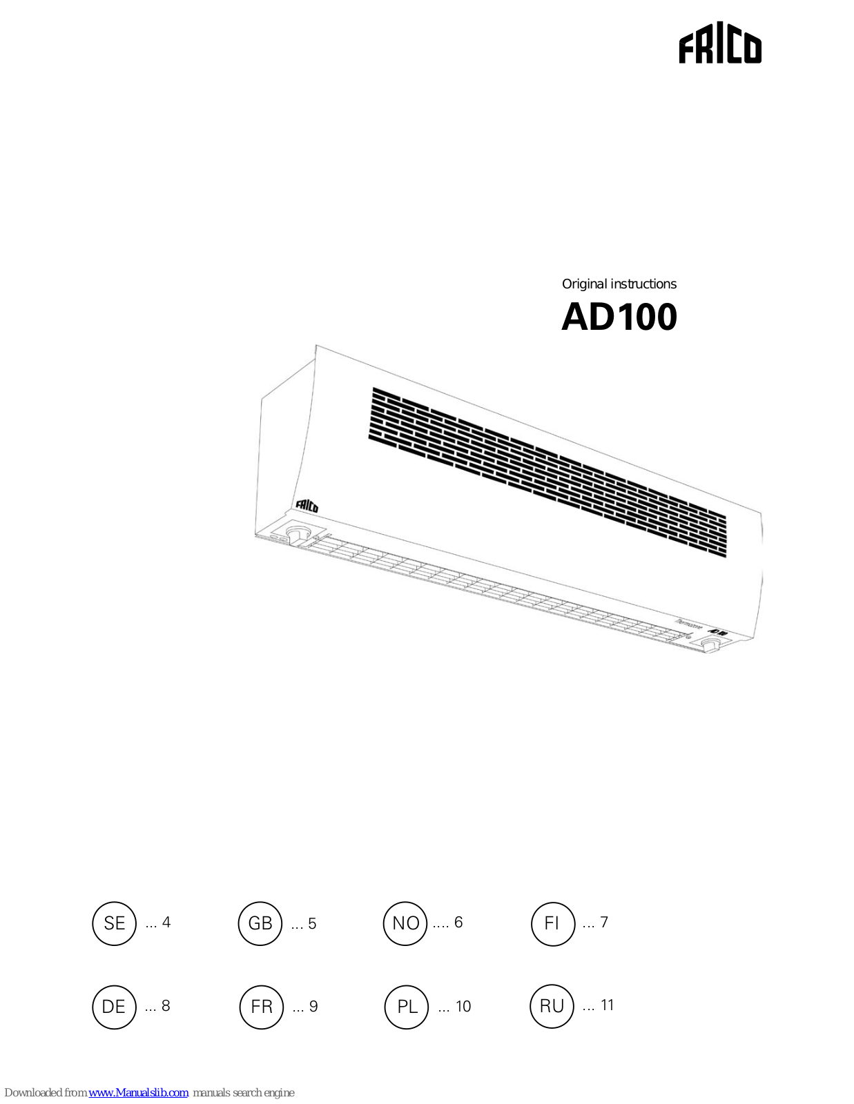 Frico AD100 Original Instructions Manual