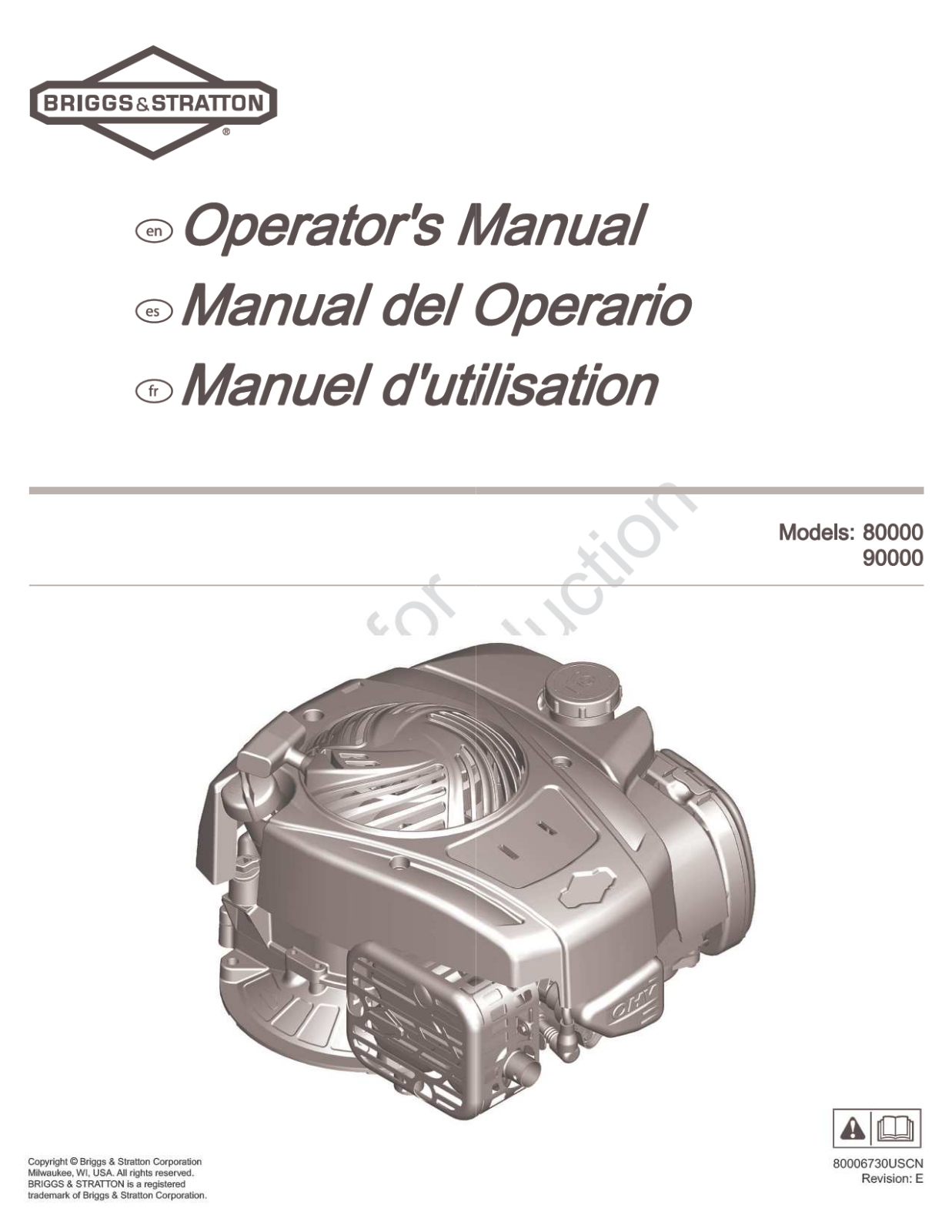Briggs & Stratton 09P602-0039-F1 Owner’s Manual