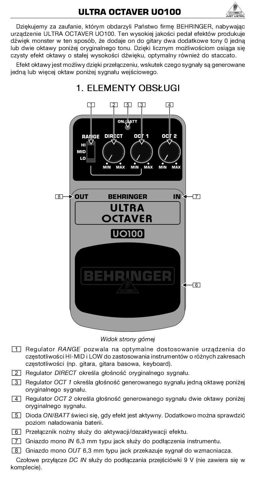 Behringer UO100 User Manual