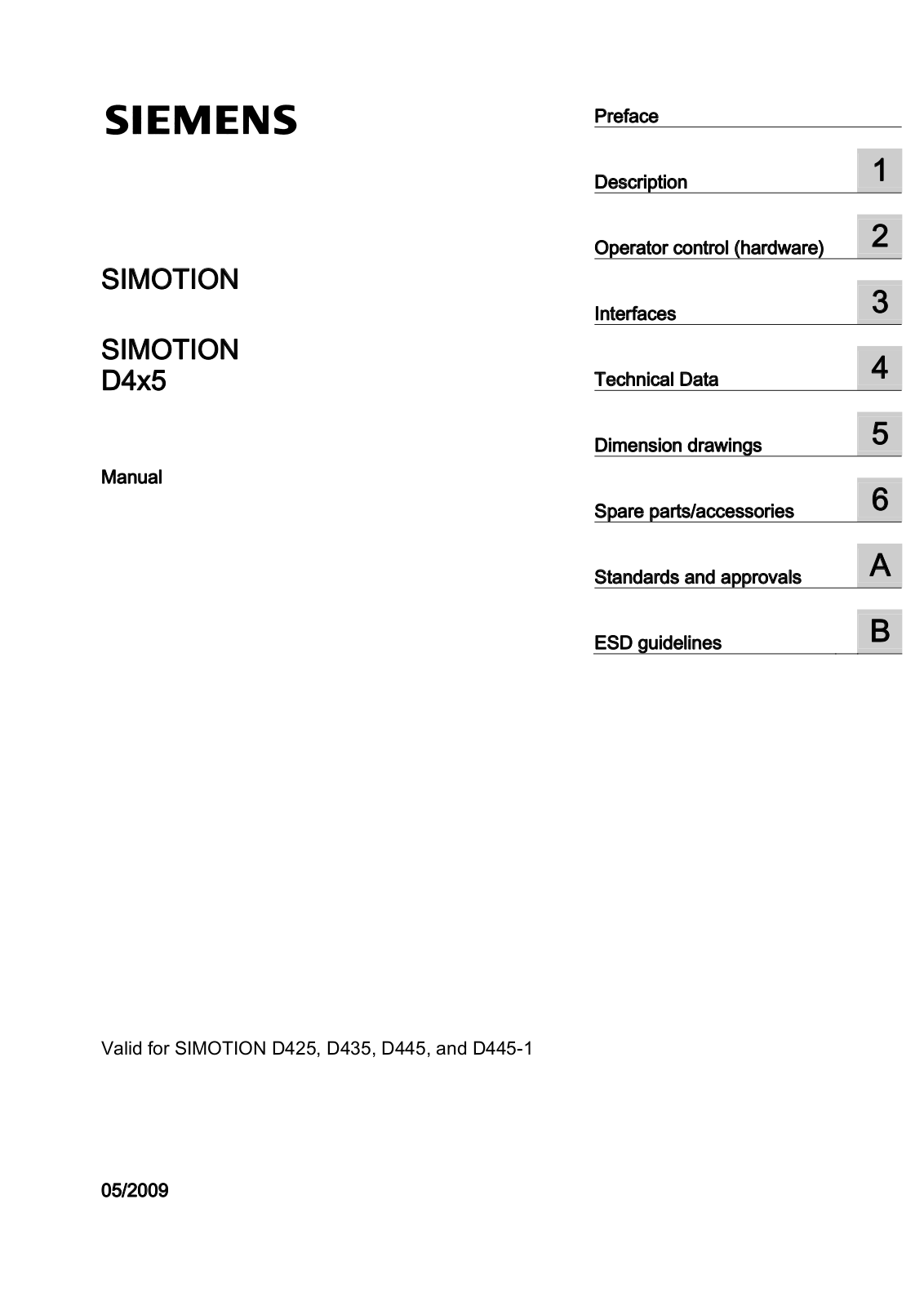 Siemens SIMOTION D425, SIMOTION D4x5 Series, SIMOTION D435, SIMOTION D445-1, SIMOTION D445 User Manual