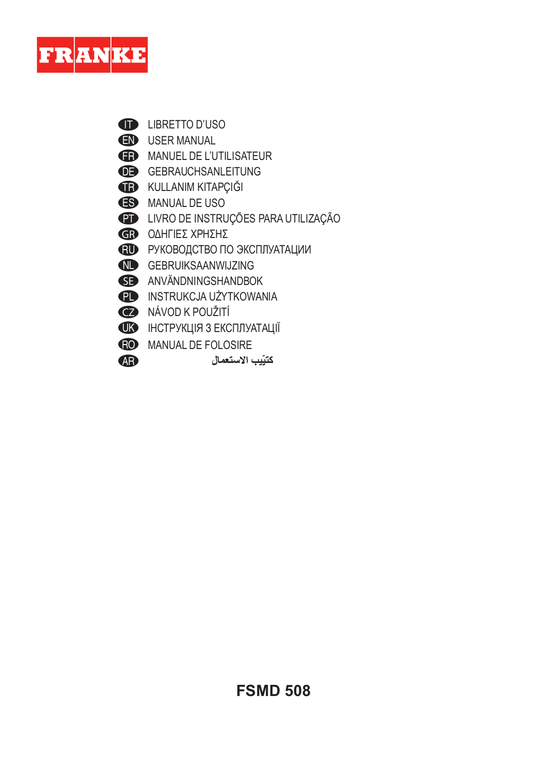 Franke FSMD508BK, FSMD508GY, FSMD508GN User Manual