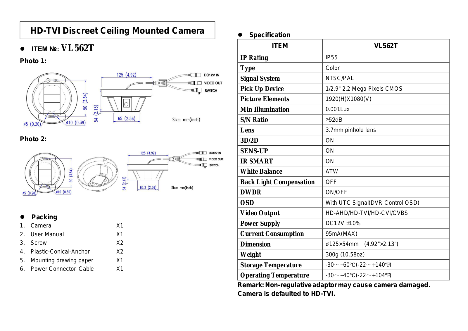 Speco VL562T User Manual - ManualMachine.com