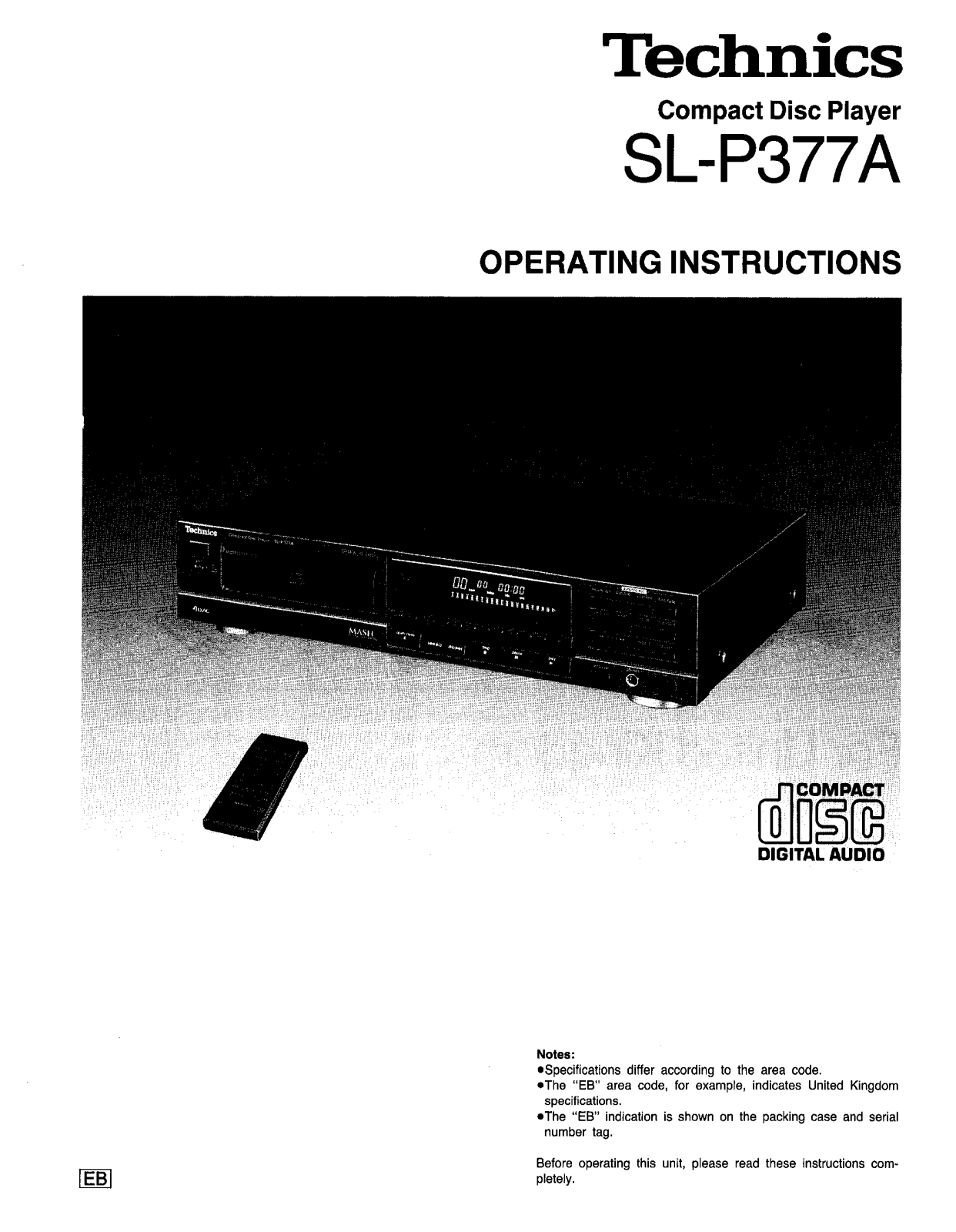 Panasonic SL-P377A User Manual