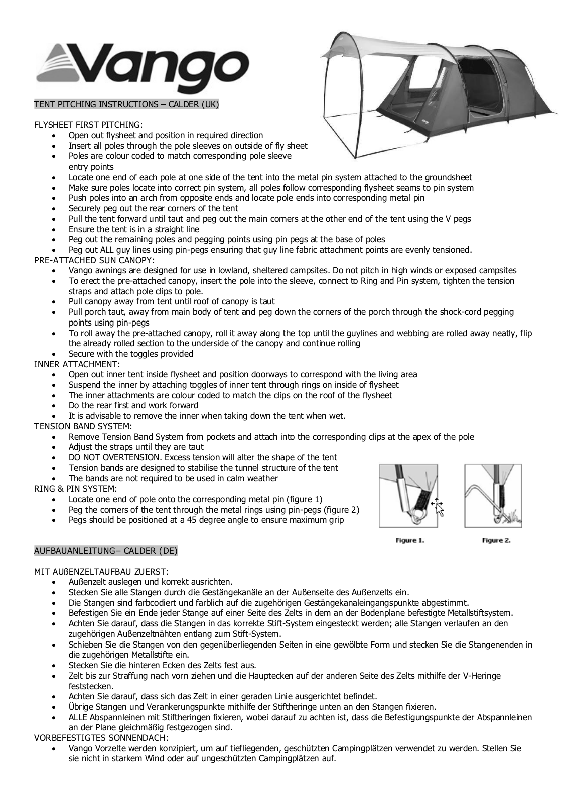 Vango Calder 600 User Manual