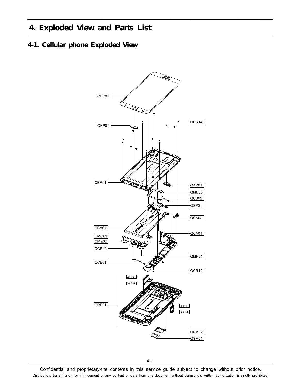 Samsung SM-E700M Exploded view