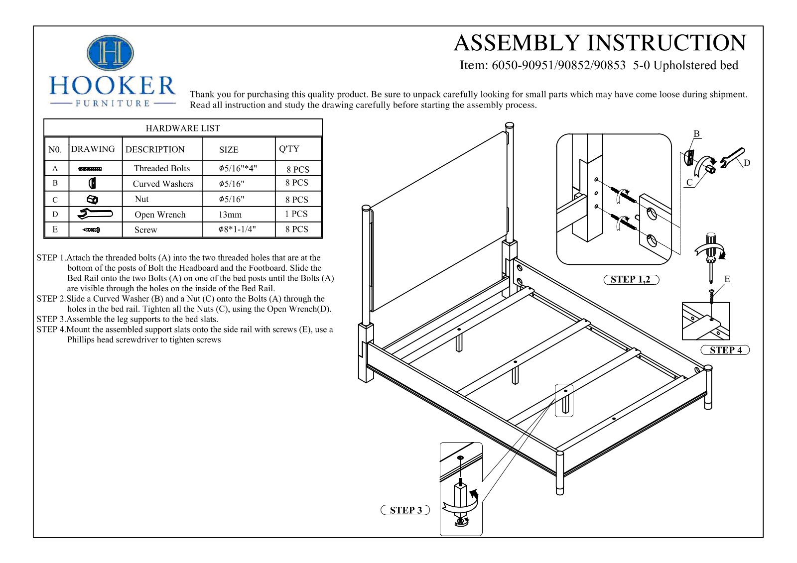 Hooker 6050-90950, 6050-90853 Assembly Instructions