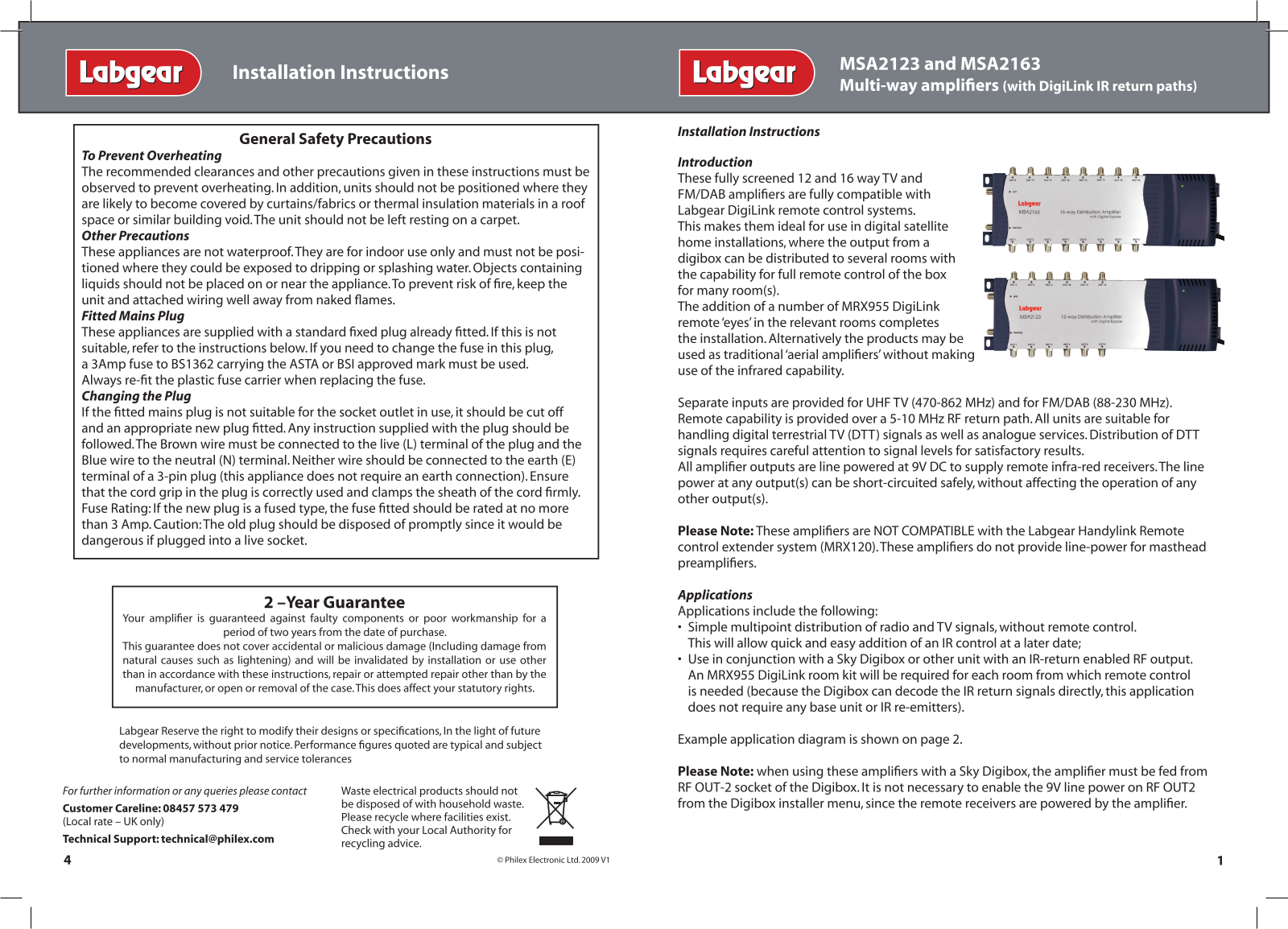 Labgear MSA2163, MSA2123 User Manual