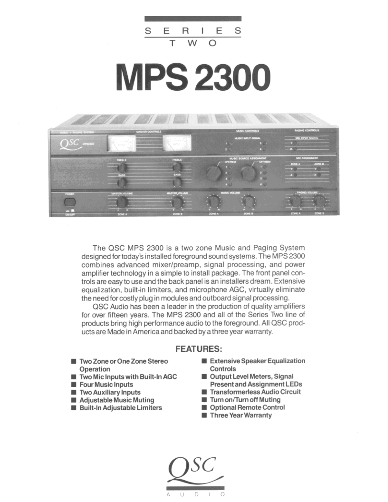 QSC MPS-2300 Brochure