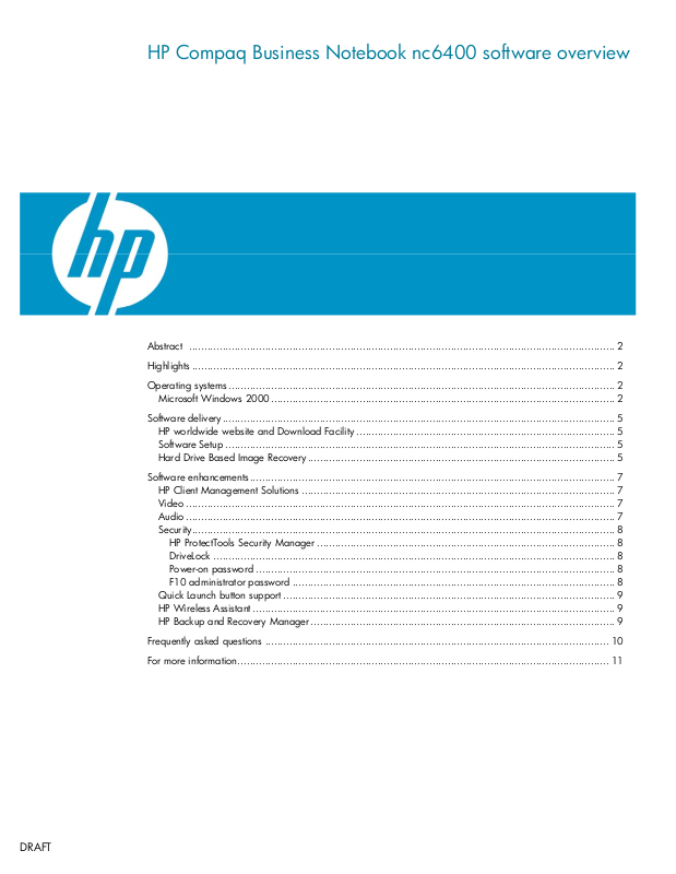 HP COMPAQ NC6400 User Manual