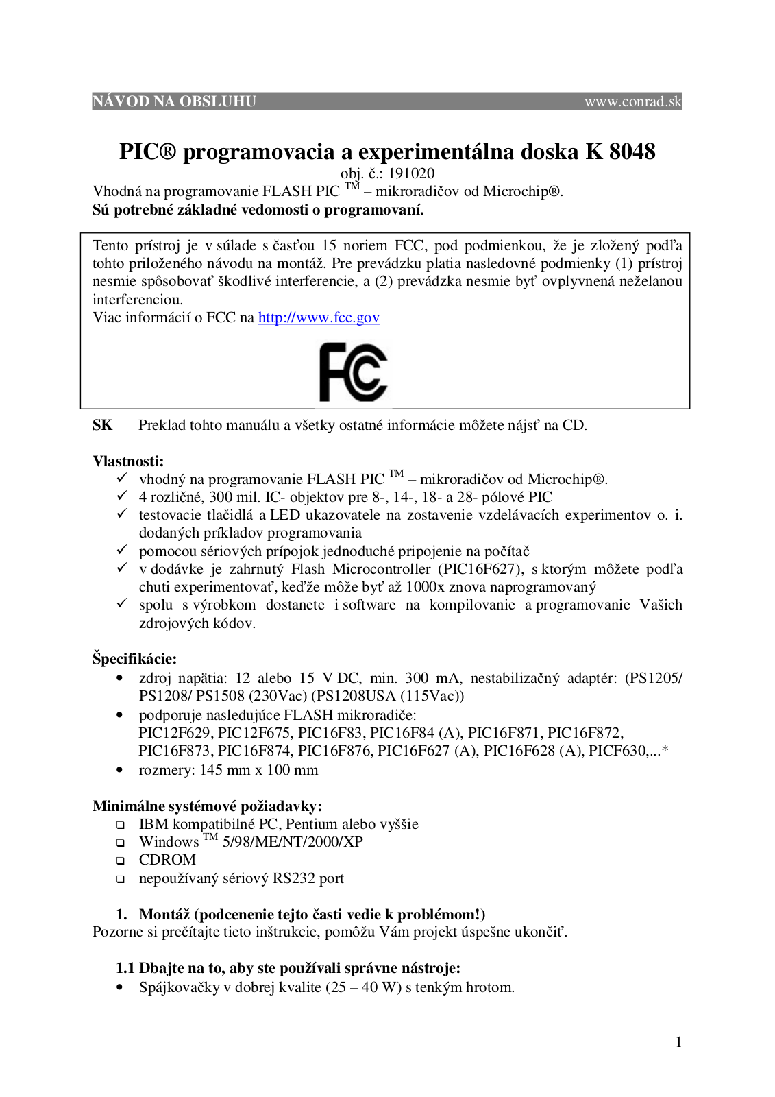 Velleman K8048 User guide