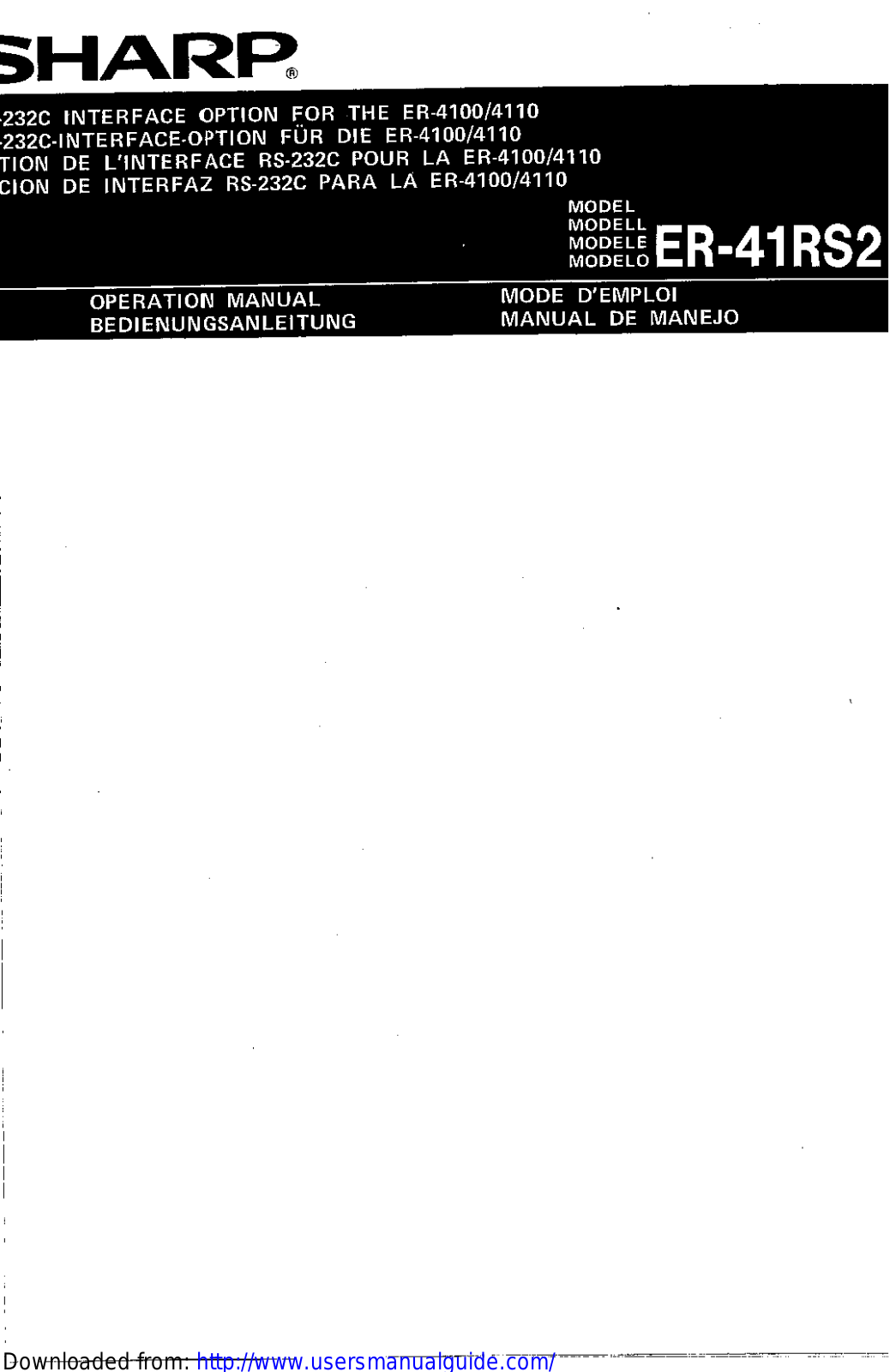 SHARP ER-41RS2 User Manual