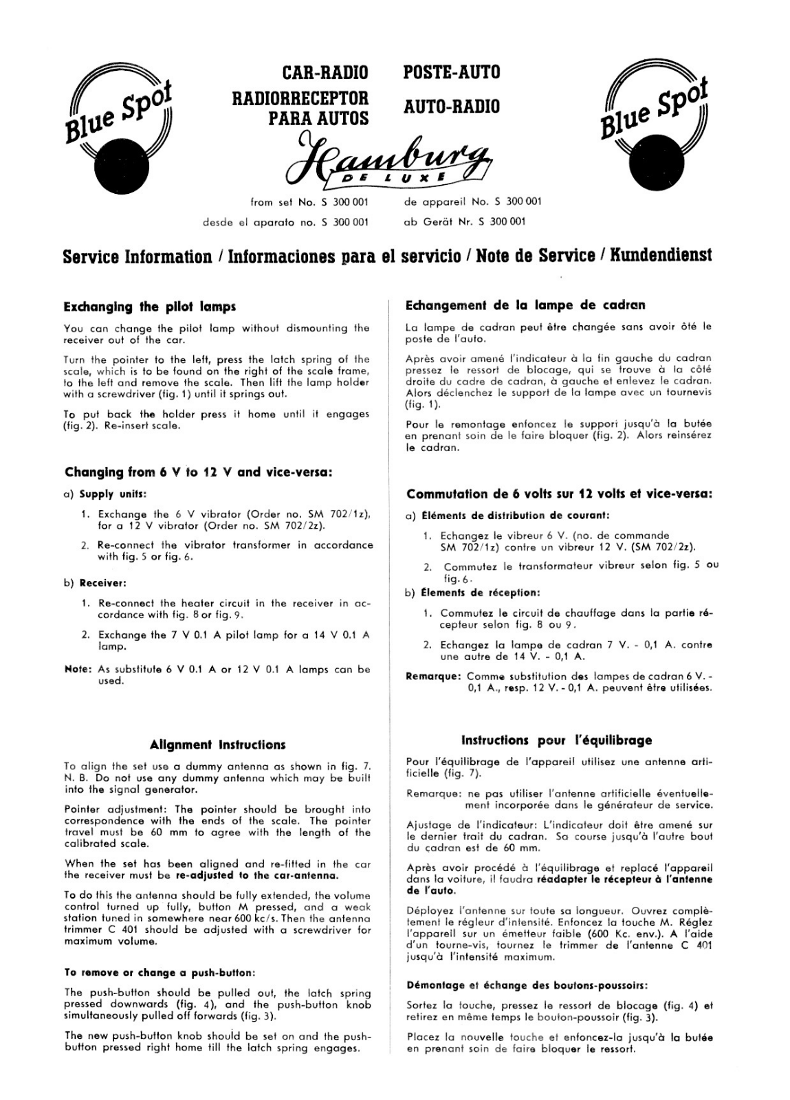 Blaupunkt hamburg deluxe service information