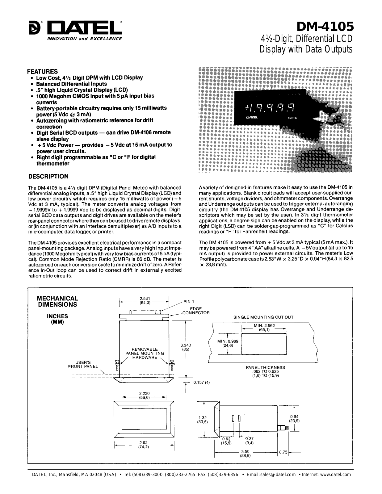 Datasheet DM-4105-1 Datasheet (DATEL) - ManualMachine.com
