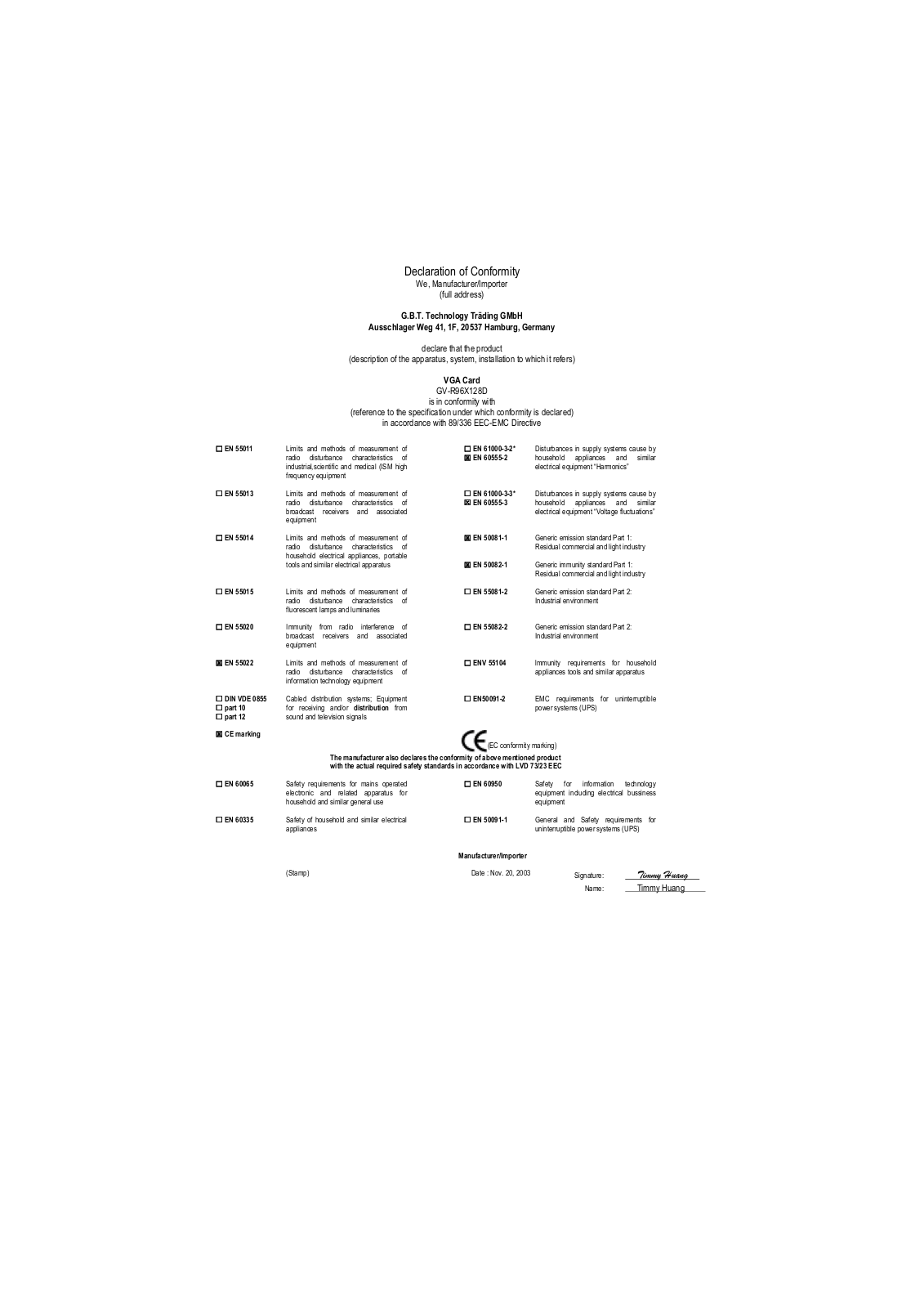 Gigabyte GV-R96X128D User Manual