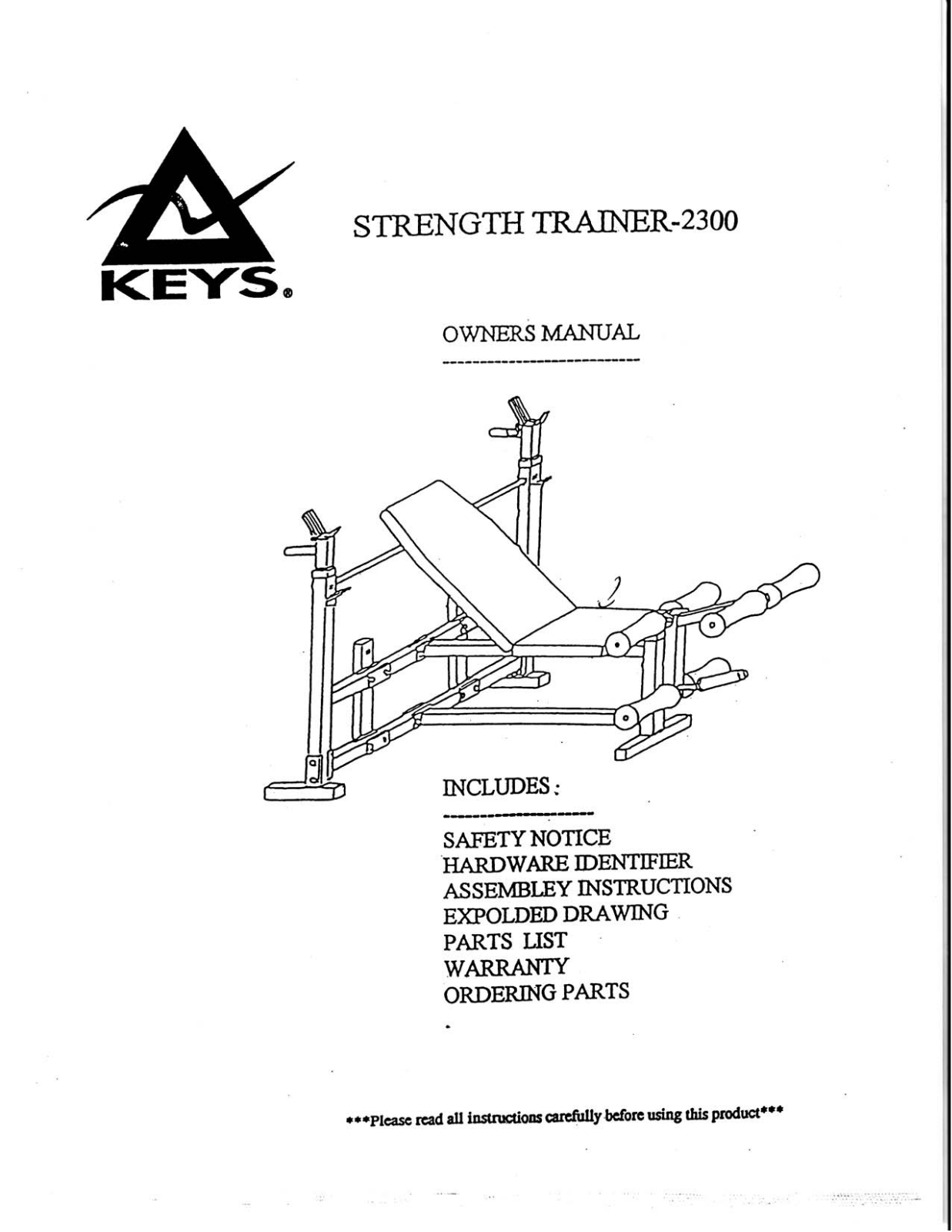 Keys Fitness ST-2300L User Manual