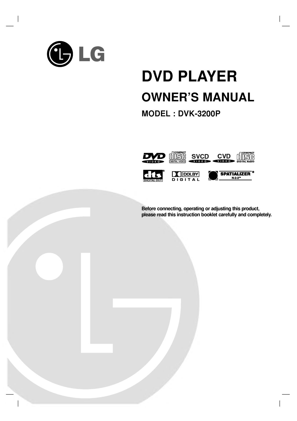 LG DVK3200P User Manual