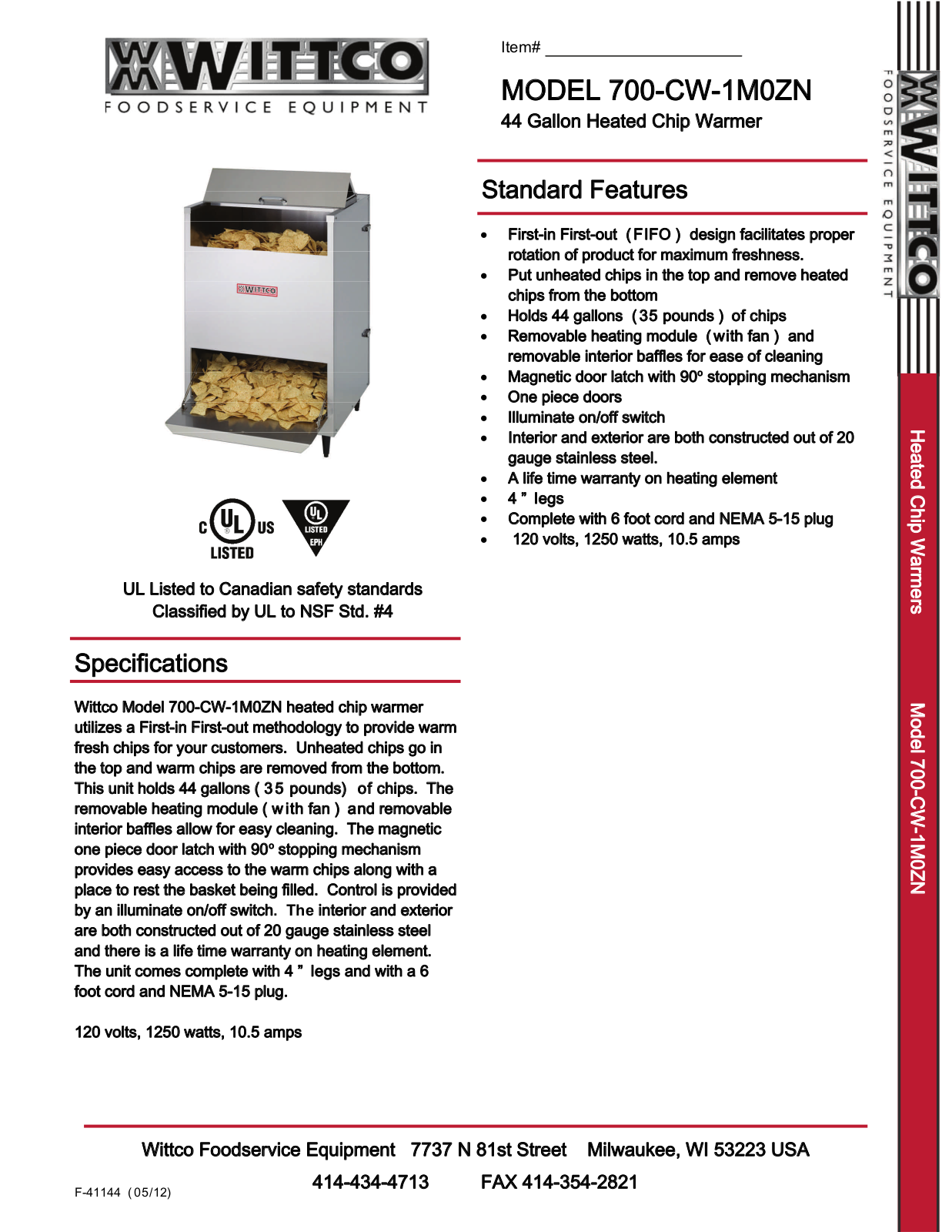 Wittco 700-CW-1M0ZN, 700-CW-1M0Z User Manual