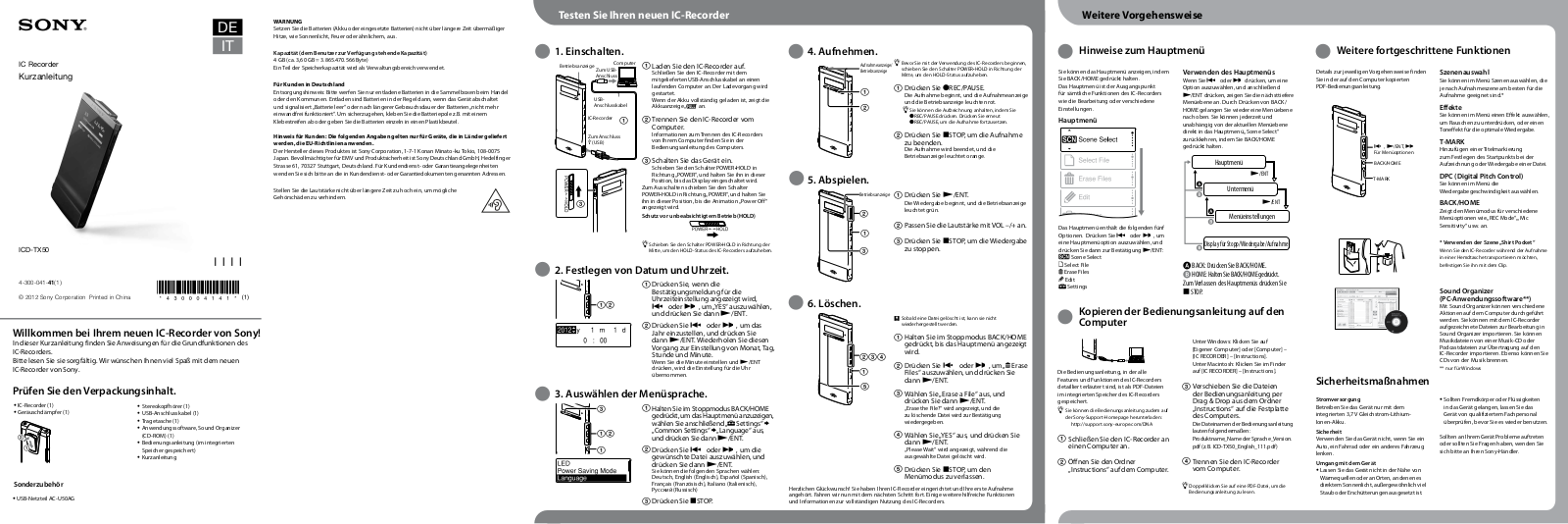 Sony ICD-TX50 User Manual