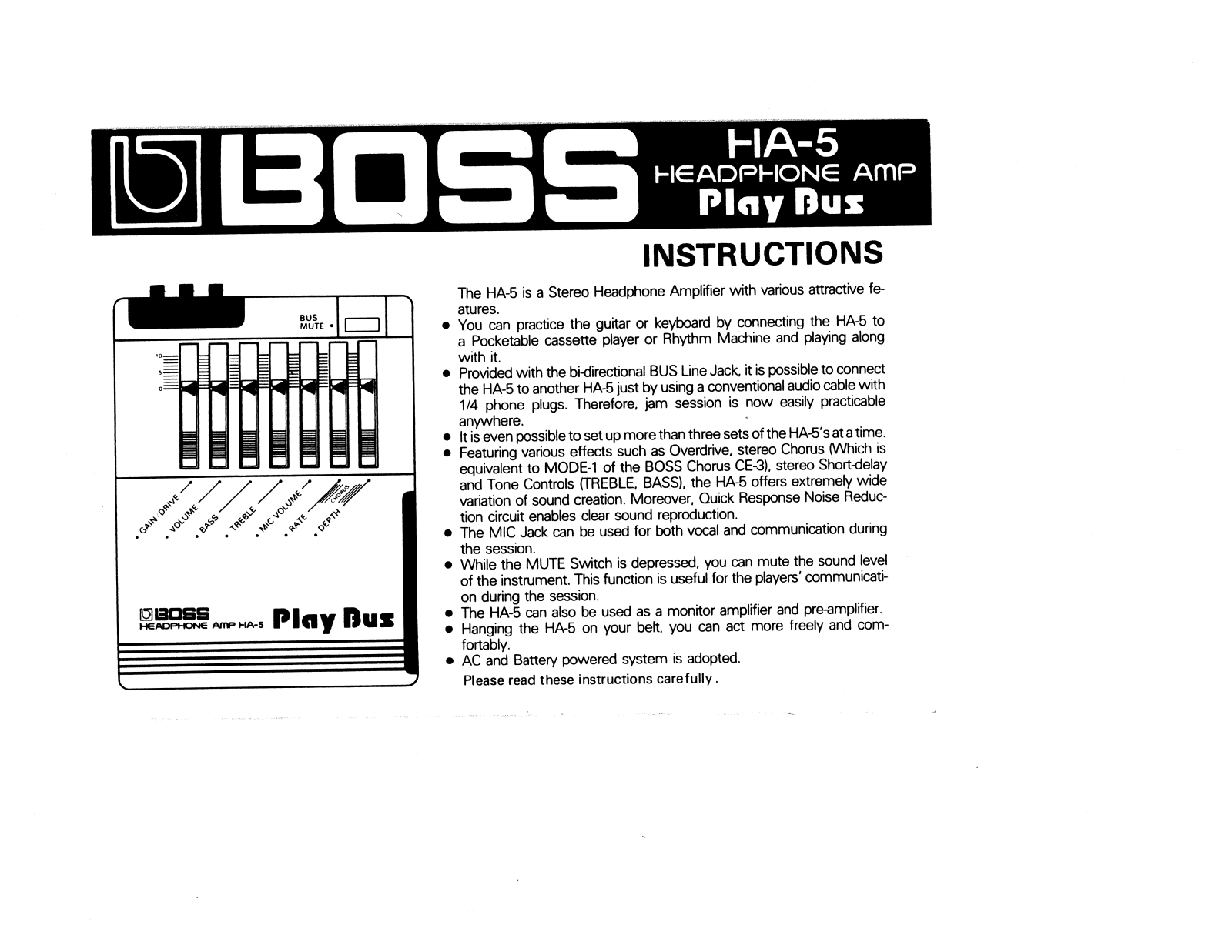 Roland Corporation HA-5 Owner's Manual