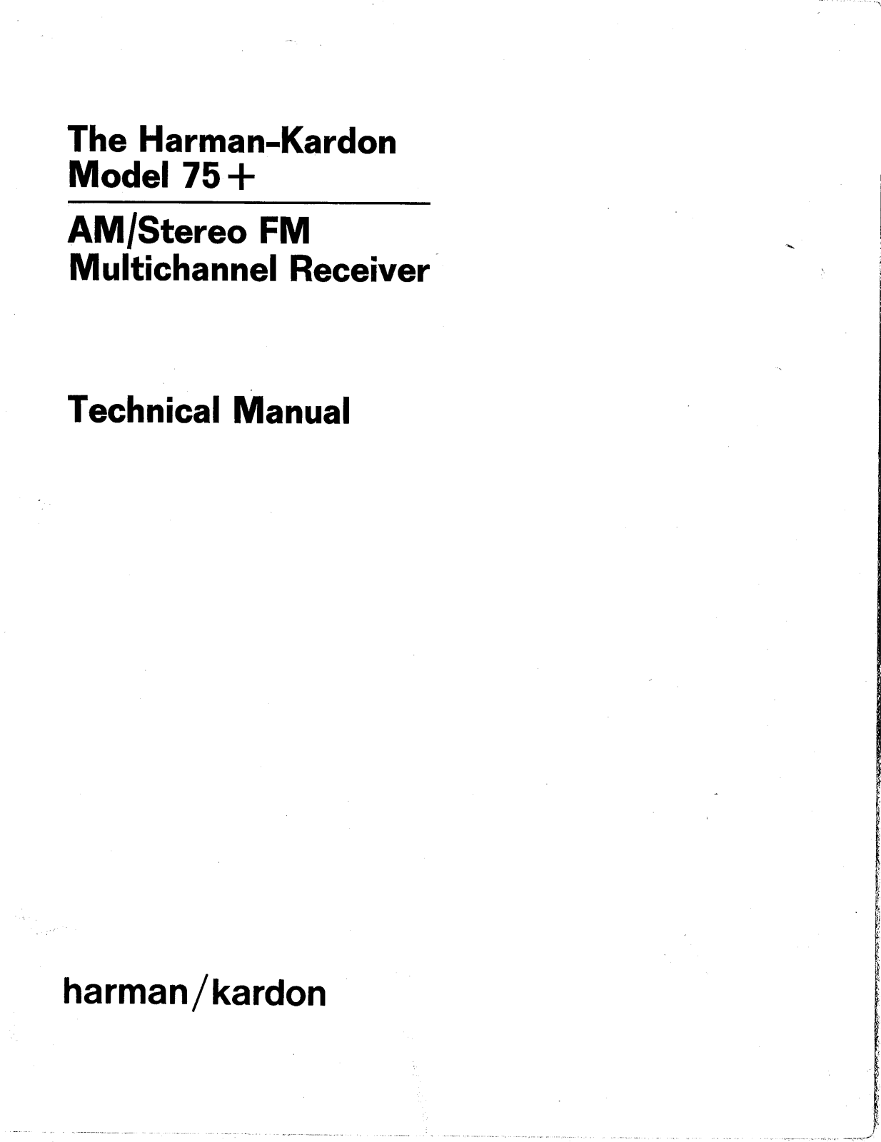 Harman Kardon 75 plus Service manual