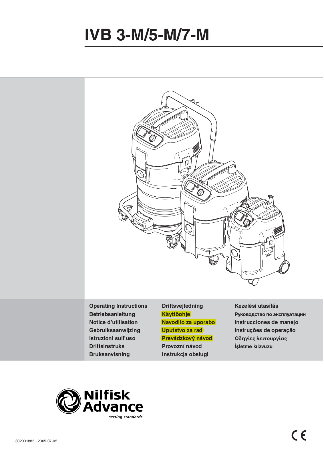 Nilfisk IVB5M, IVB7M, IVB3M User Manual