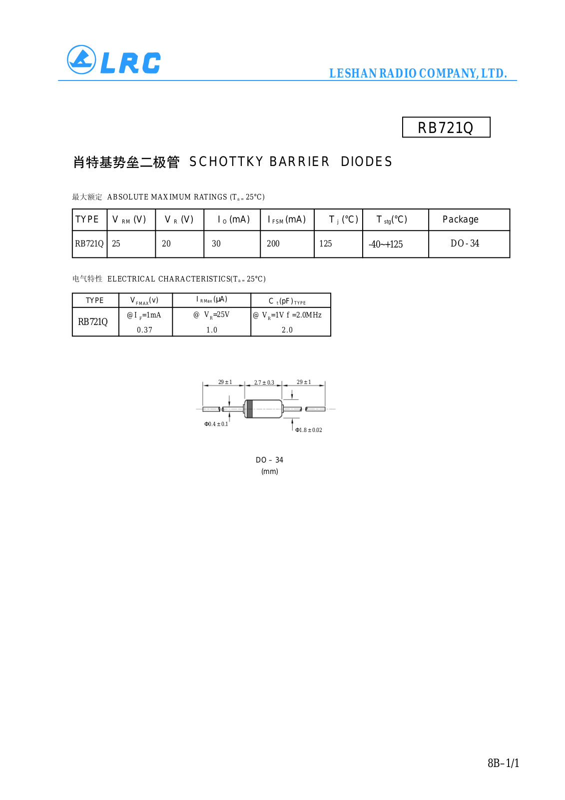 Datasheet RB721Q Datasheet (LRC) - ManualMachine.com