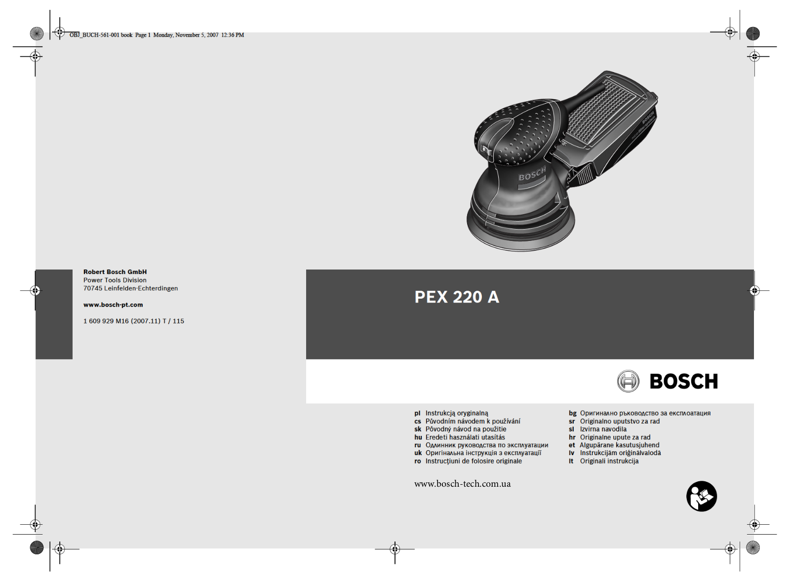 Bosch PEX 220 A User Manual