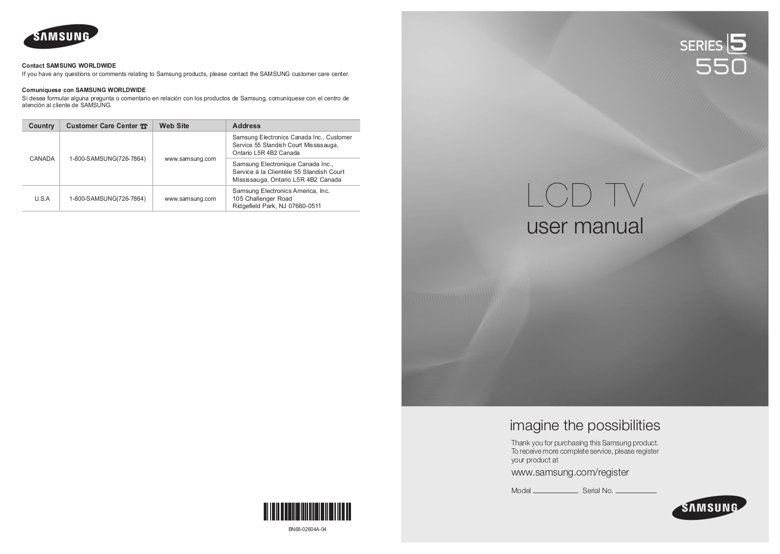 SAMSUNG LN32C550J1F User Manual