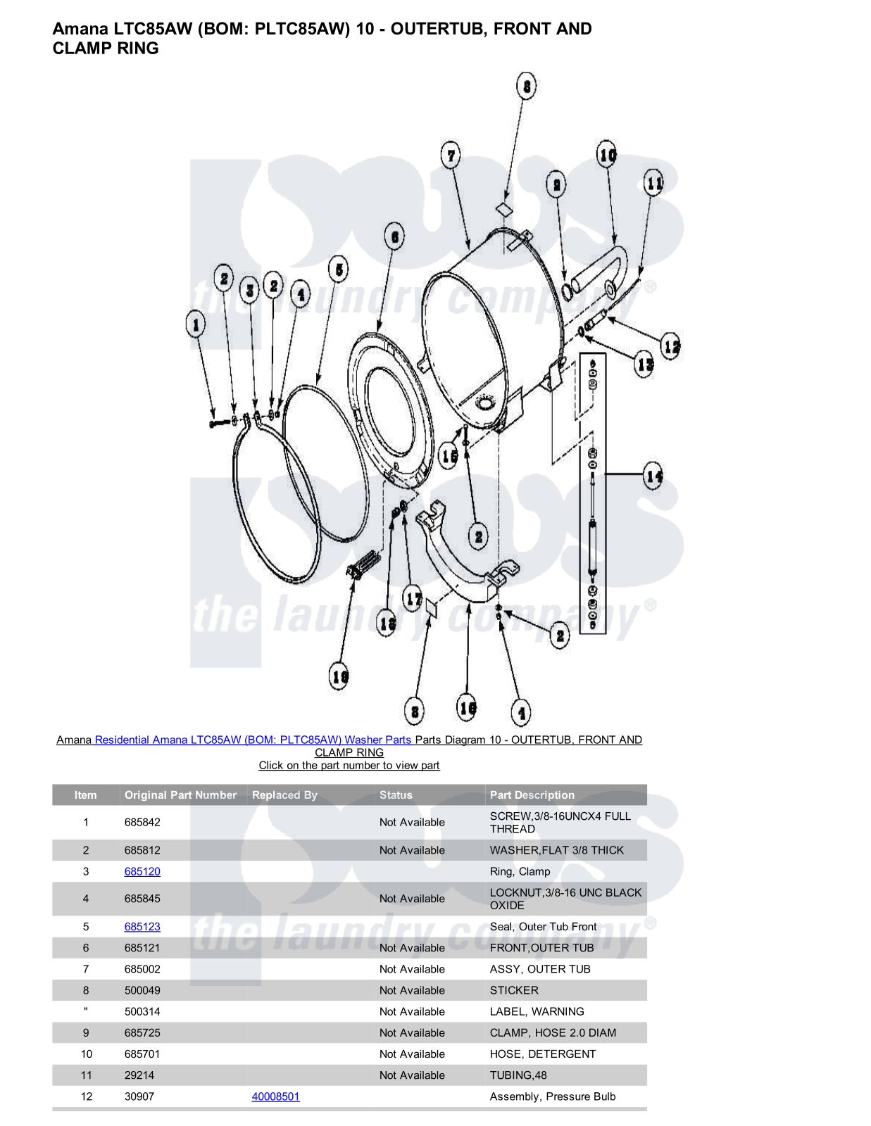 Amana LTC85AW Parts Diagram