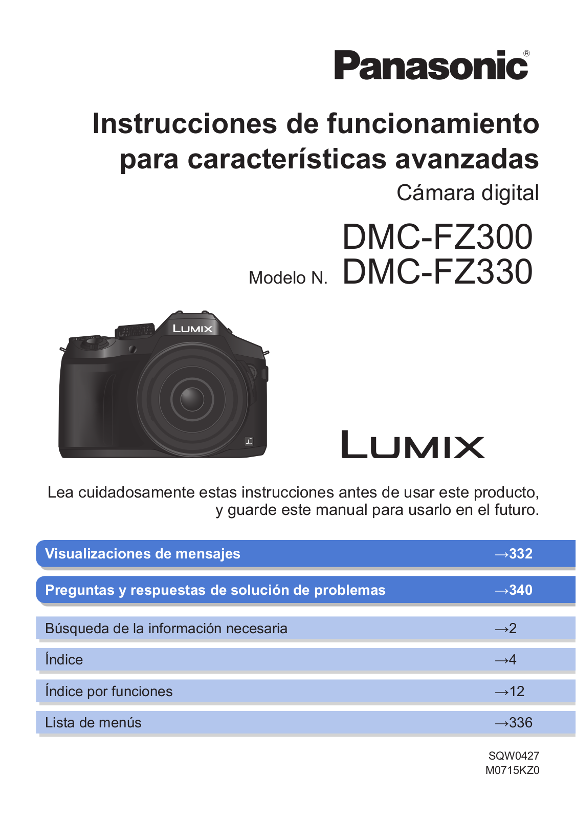 Panasonic DMC-FZ300 Instruction Manual