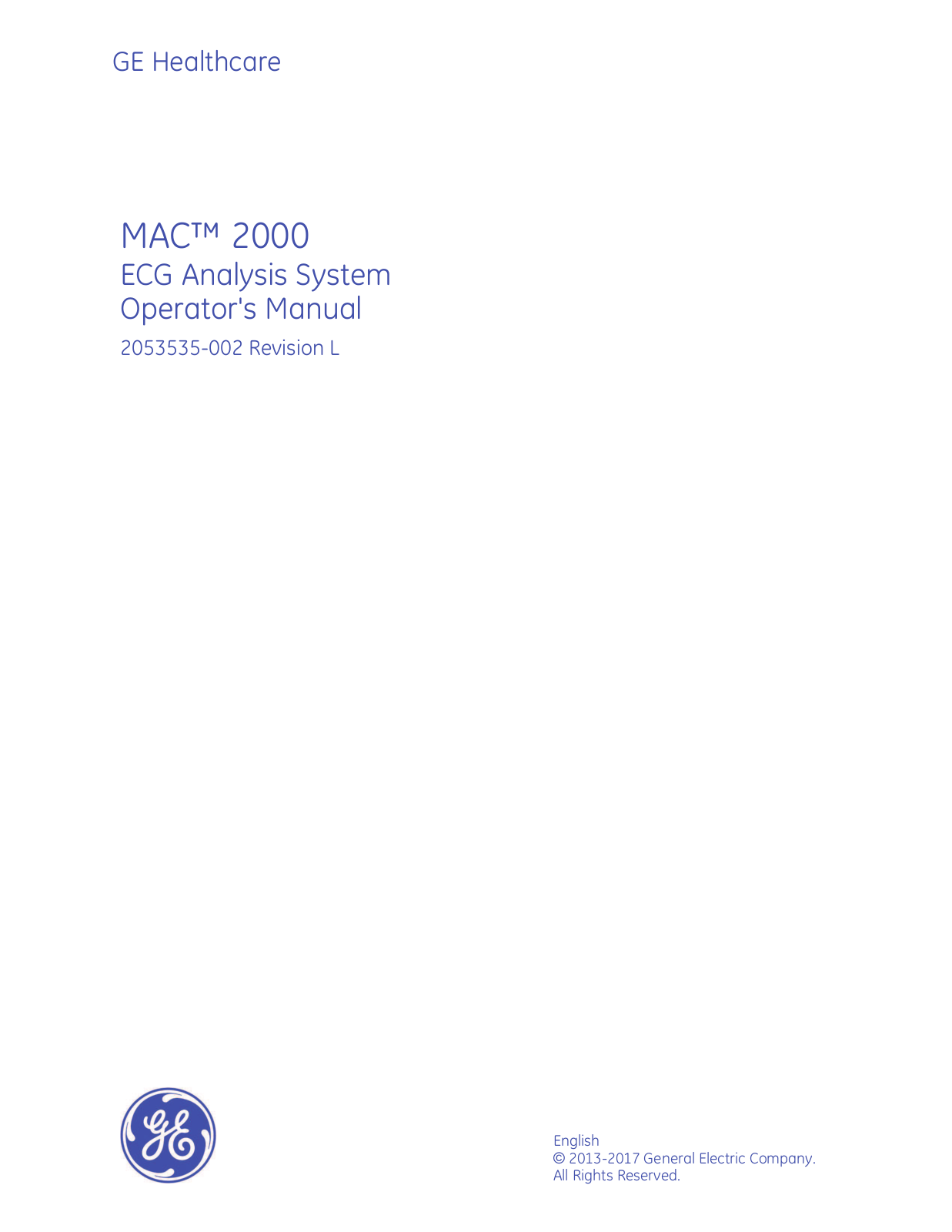 GE Medical Systems Information Technologies MAC2000 Users Manual