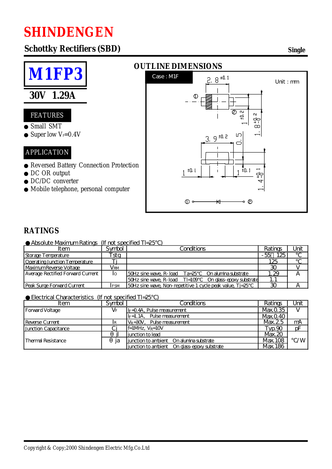 Shindengen Electric Manufacturing Company Ltd M1FP3 Datasheet