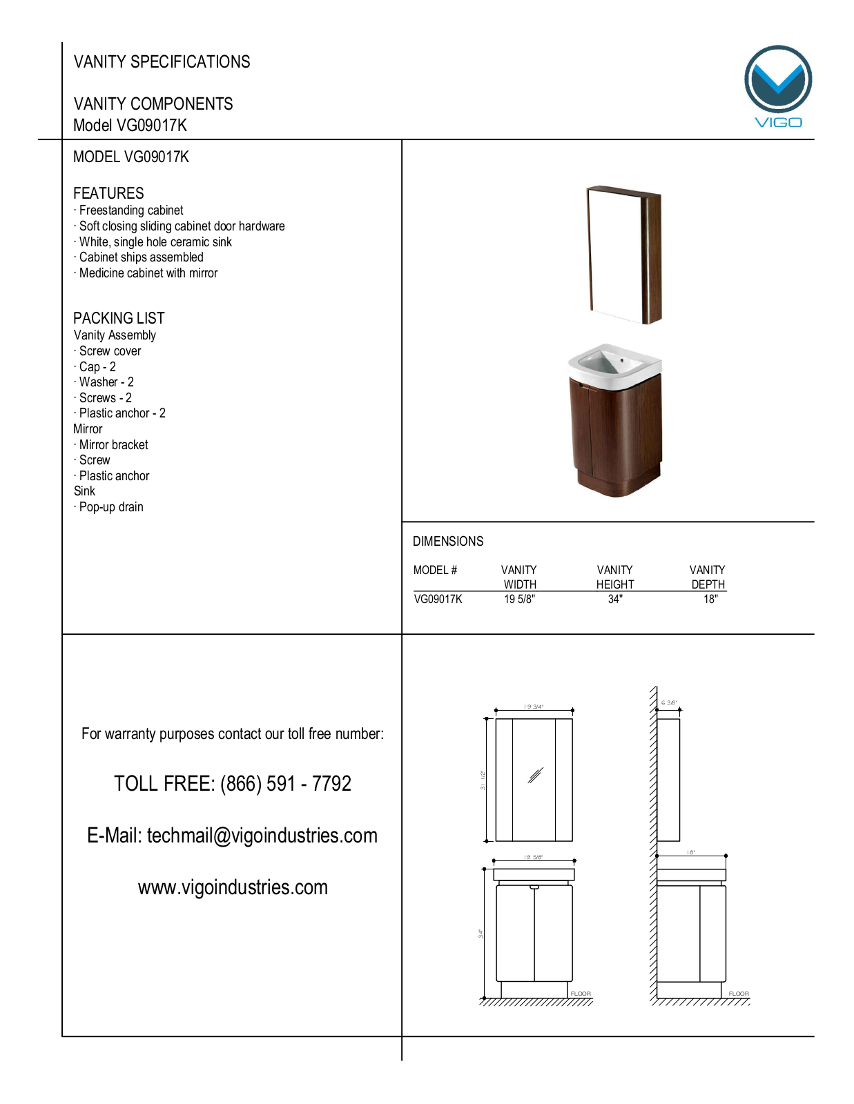 Vigo VG09017K User Manual