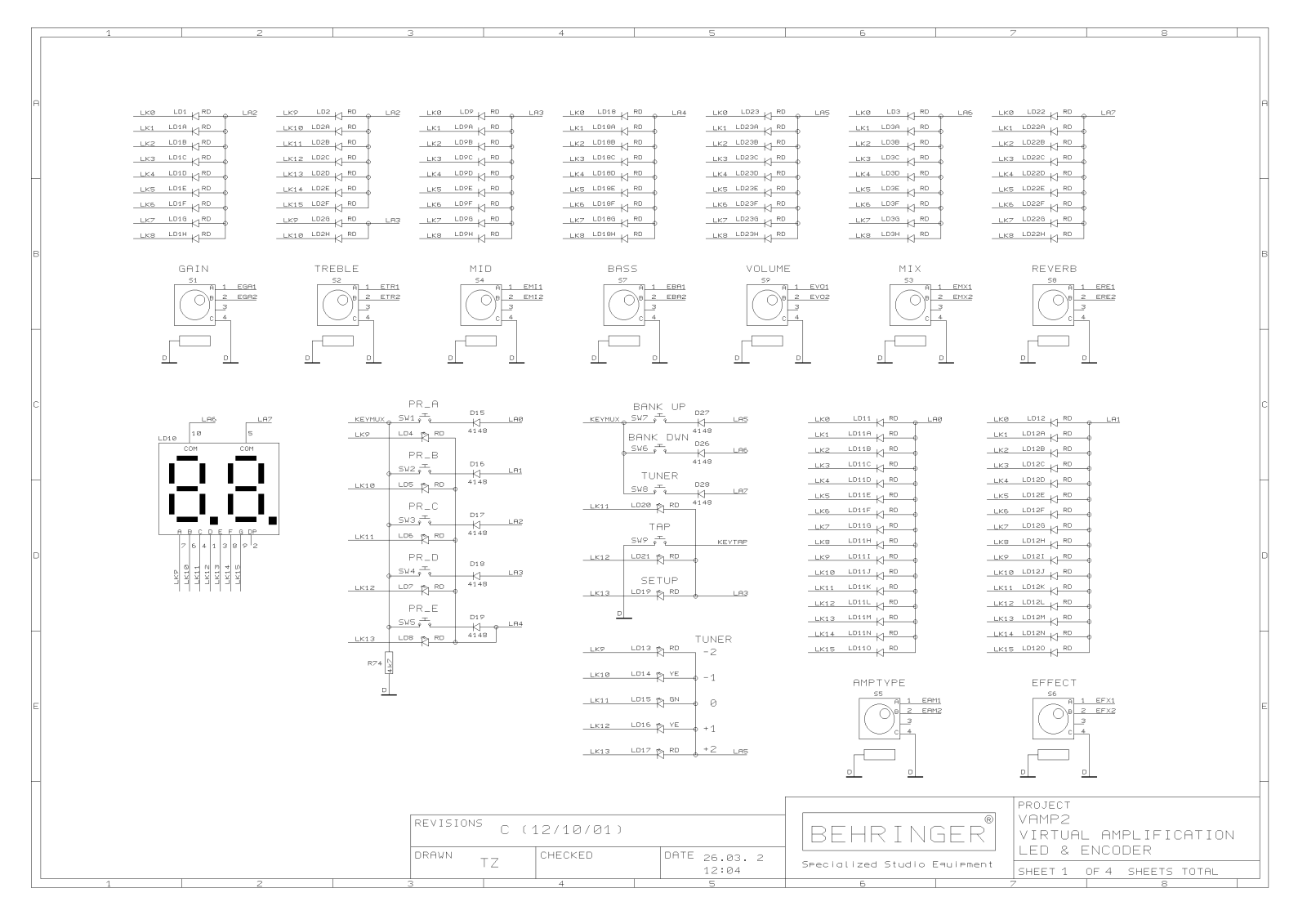 Behringer V-AMP2 REVC Schematic