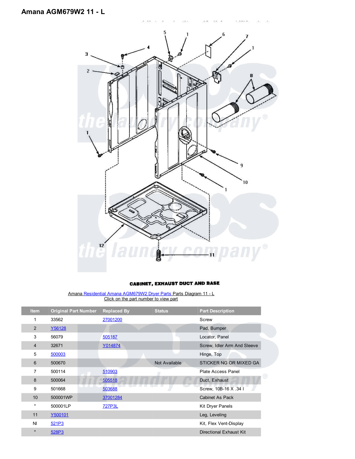 Amana AGM679W2 Parts Diagram