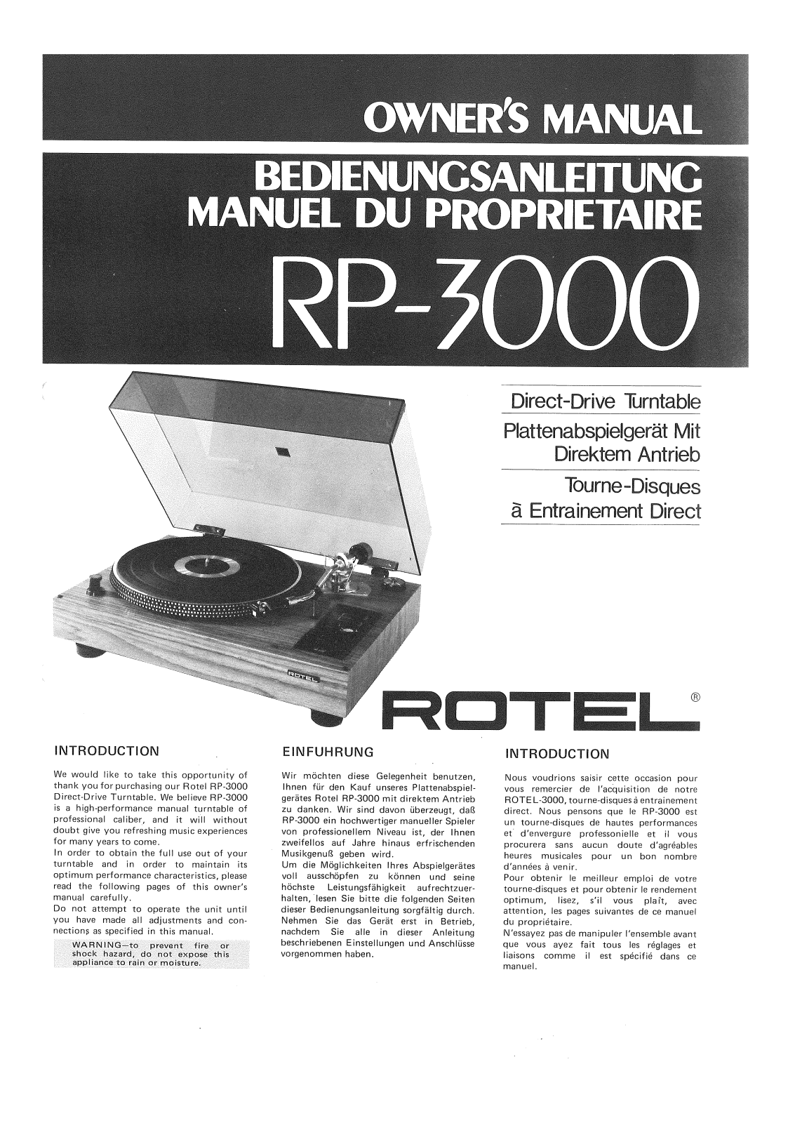 Rotel RP-3000 User Manual